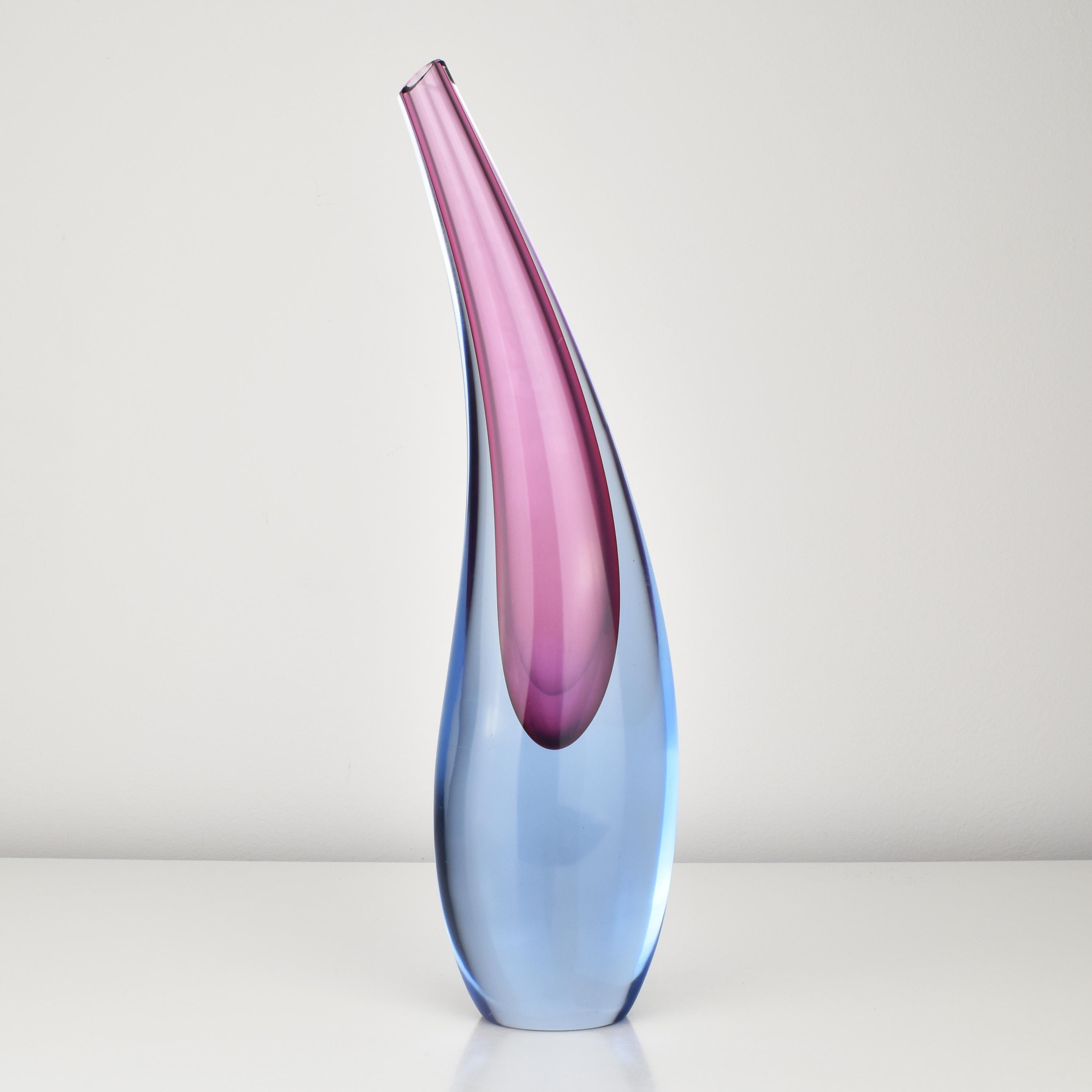 Mid-Century Modern Flavio Poli Soliflor Teardrob Vase Archimede Seguso Murano Studio Art Glass For Sale