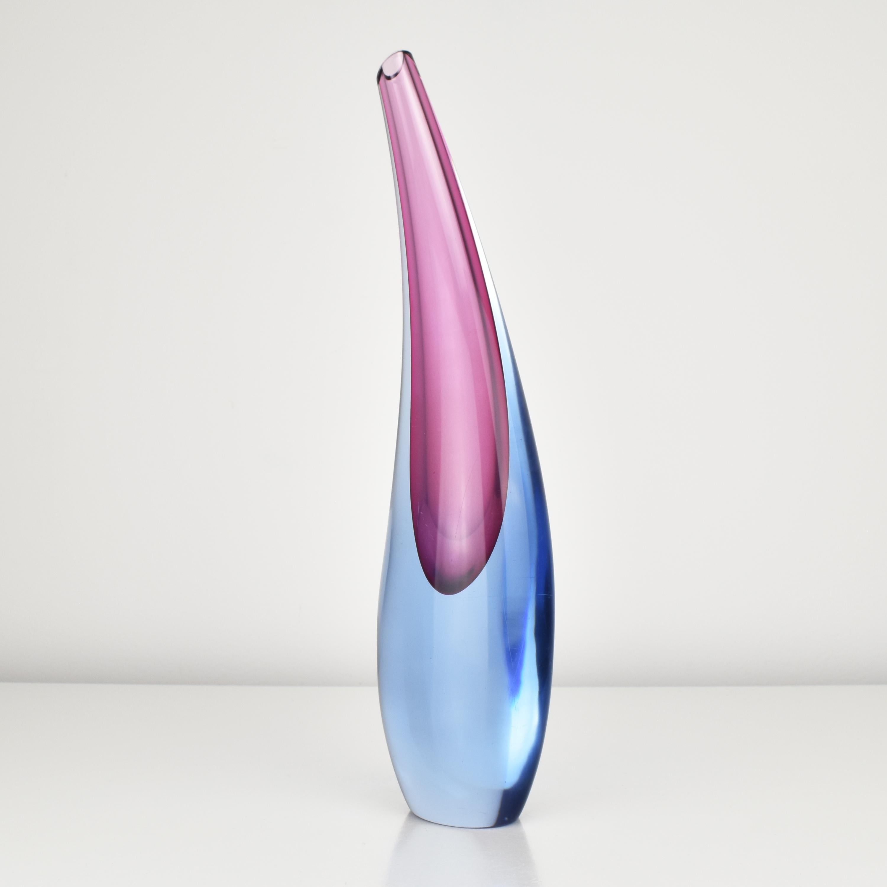Italian Flavio Poli Soliflor Teardrob Vase Archimede Seguso Murano Studio Art Glass For Sale