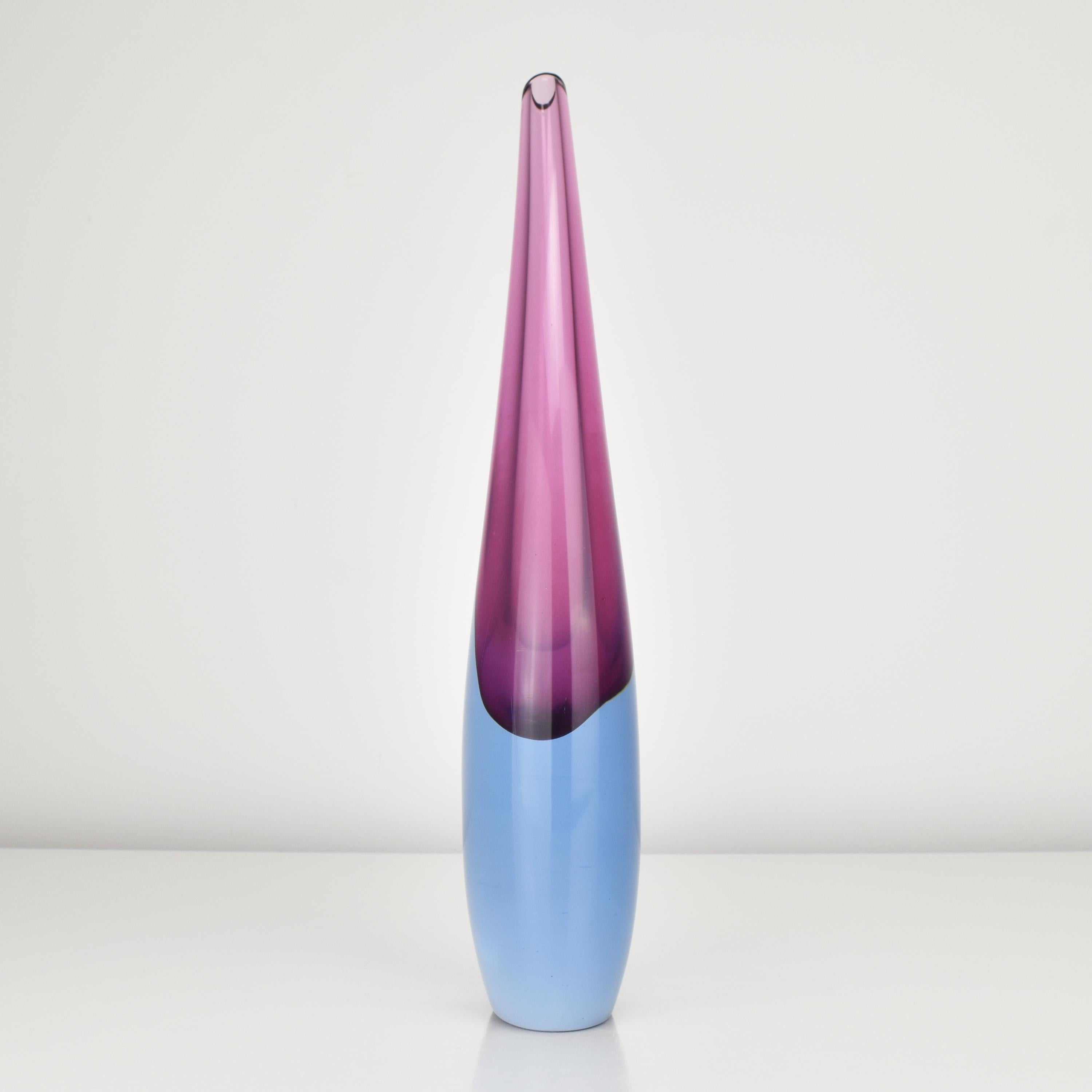 Hand-Crafted Flavio Poli Soliflor Teardrob Vase Archimede Seguso Murano Studio Art Glass For Sale