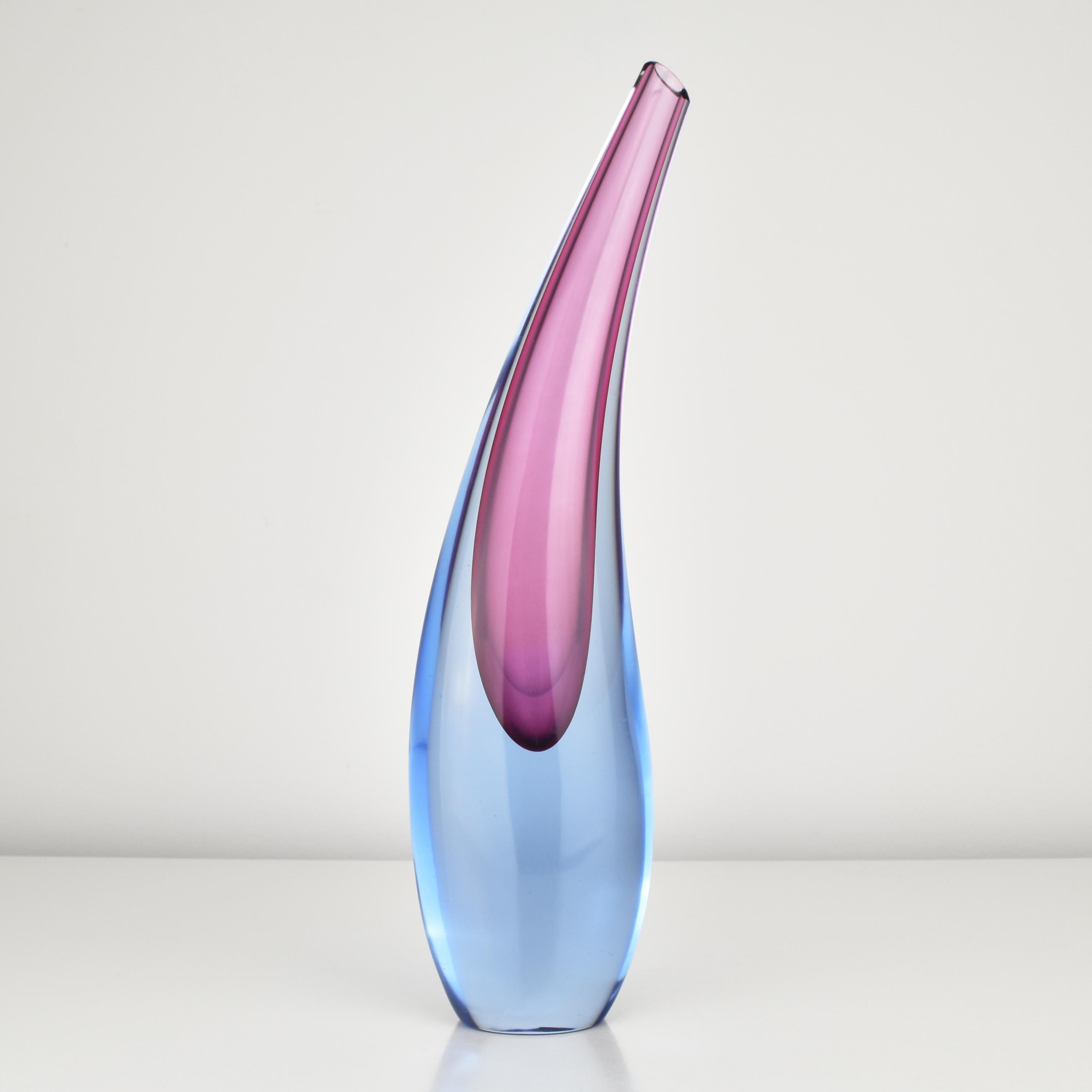 Flavio Poli Soliflor Teardrob Vase Archimede Seguso Murano Studio Art Glass In Good Condition For Sale In Bad Säckingen, DE