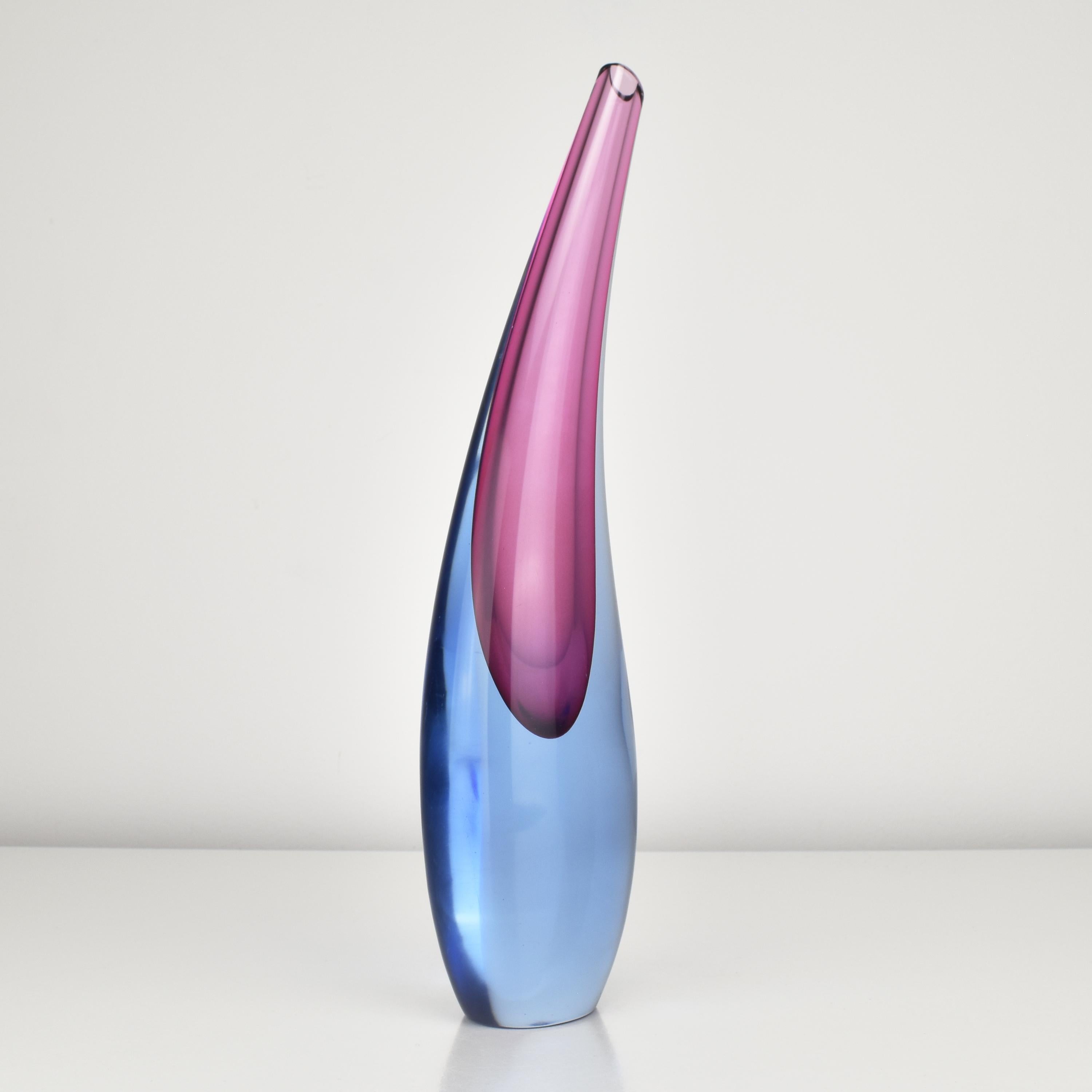 Mid-20th Century Flavio Poli Soliflor Teardrob Vase Archimede Seguso Murano Studio Art Glass For Sale