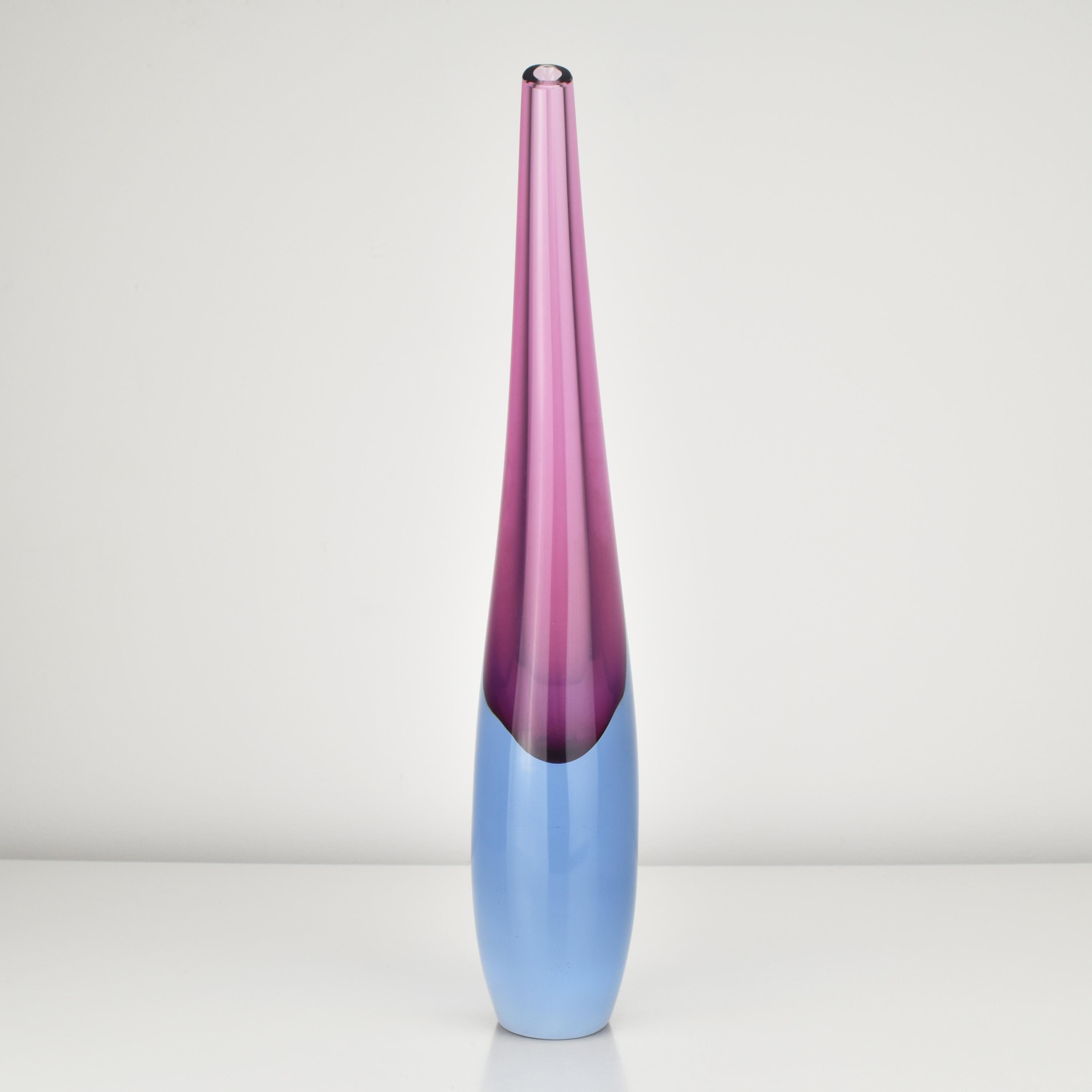 Murano Glass Flavio Poli Soliflor Teardrob Vase Archimede Seguso Murano Studio Art Glass For Sale