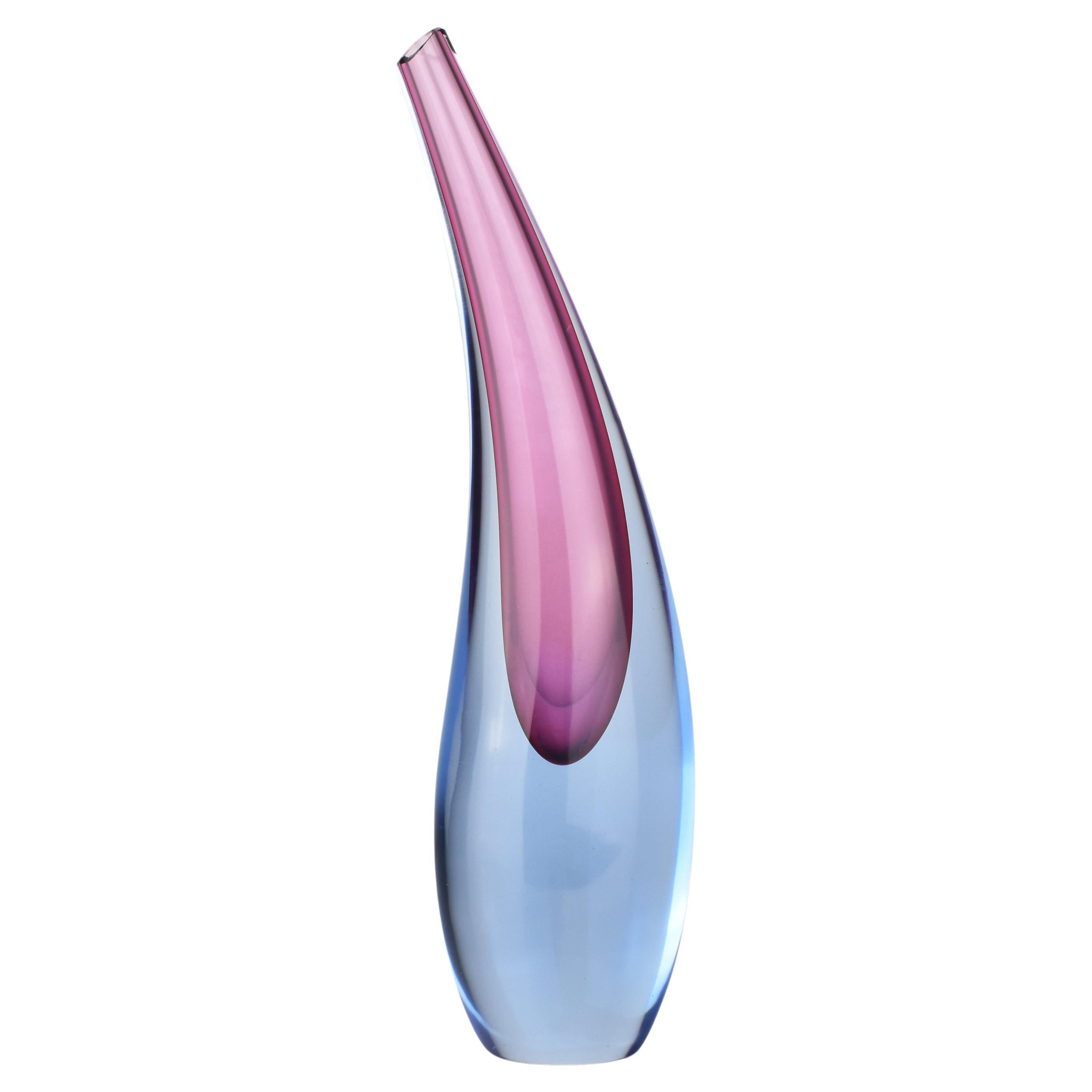 Flavio Poli Soliflor Teardrob Vase Archimede Seguso Murano Studio Art Glass For Sale