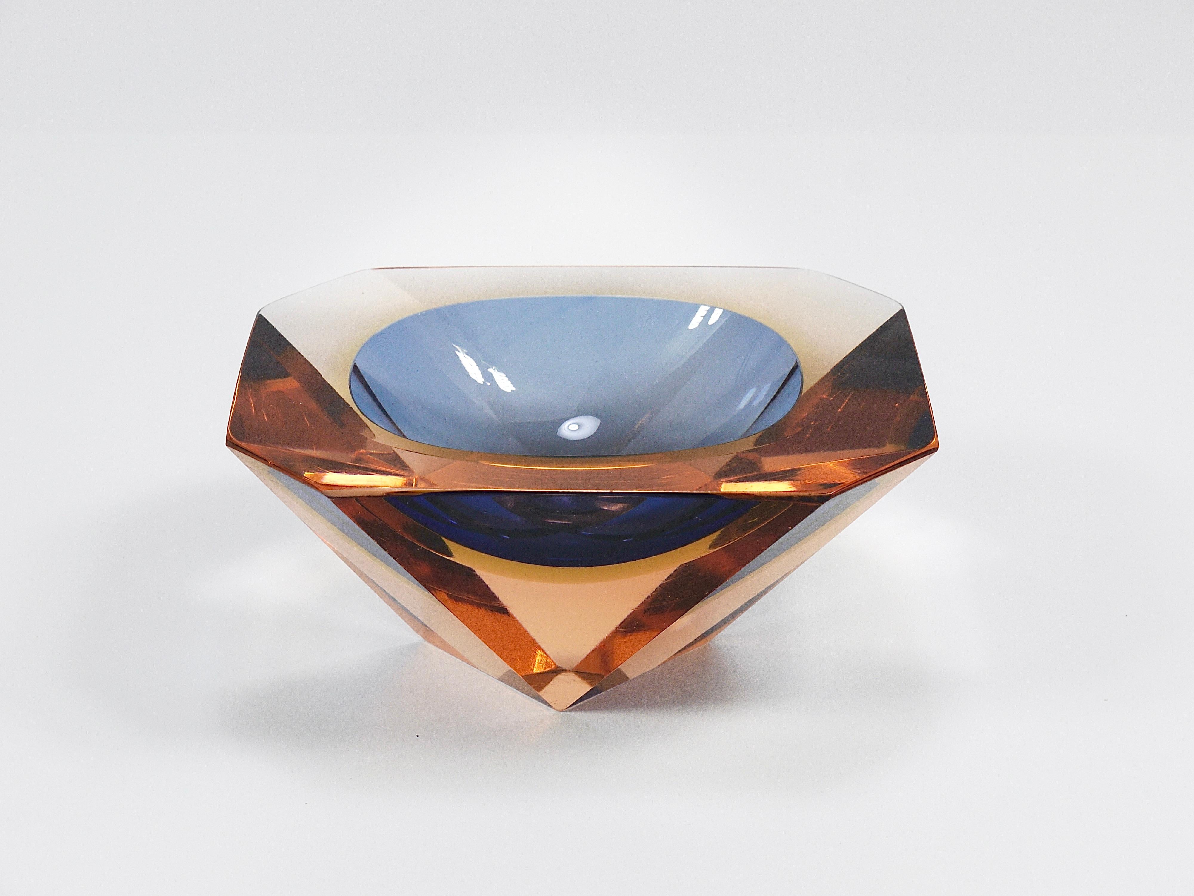 Flavio Poli Sommerso Cuenco de diamantes de cristal de Murano Caviar de Seguso, Italia, años 60 en venta 2