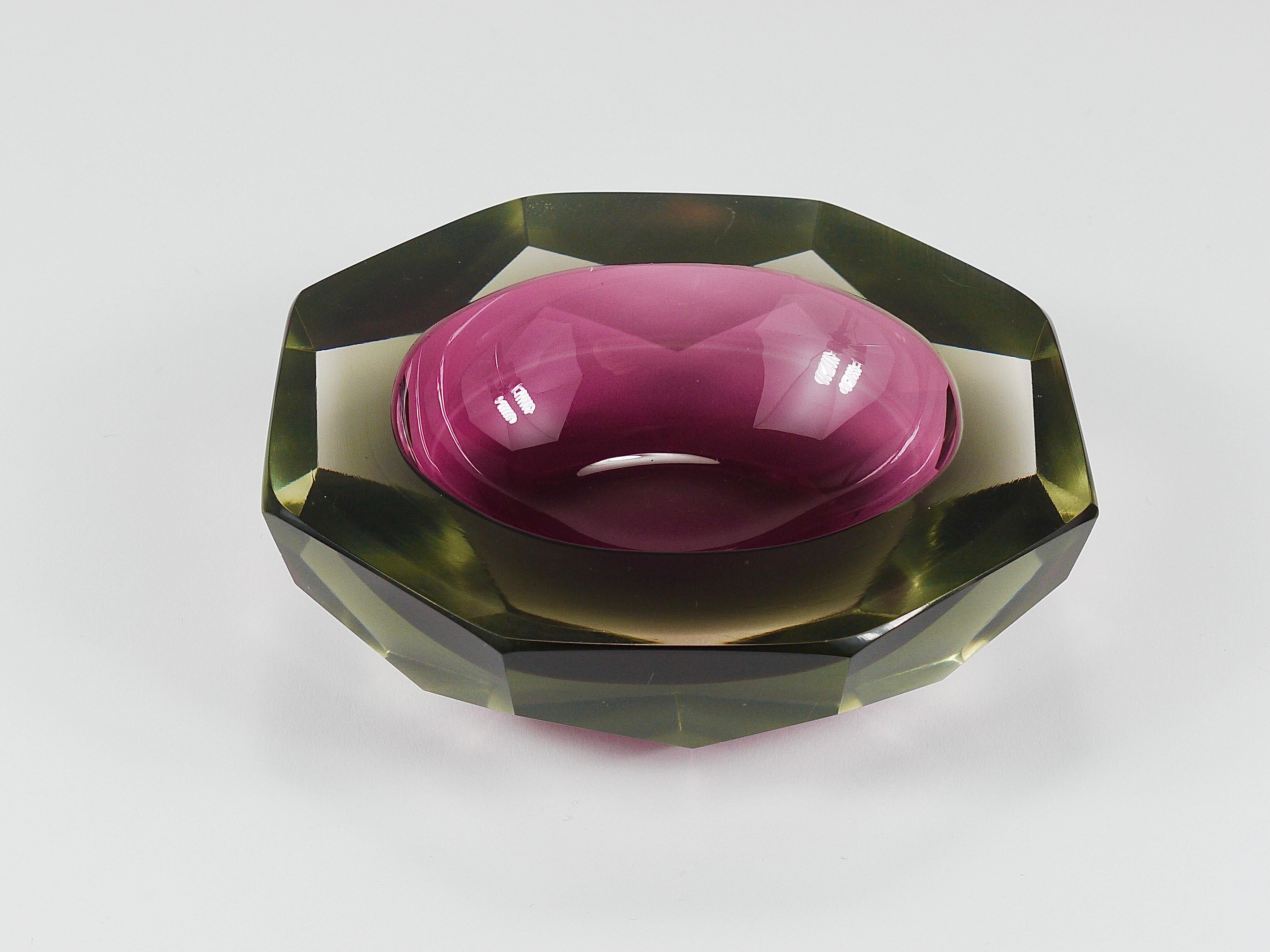 Flavio Poli Sommerso Cuenco de diamantes de cristal de Murano Caviar de Seguso, Italia, años 60 en venta 2