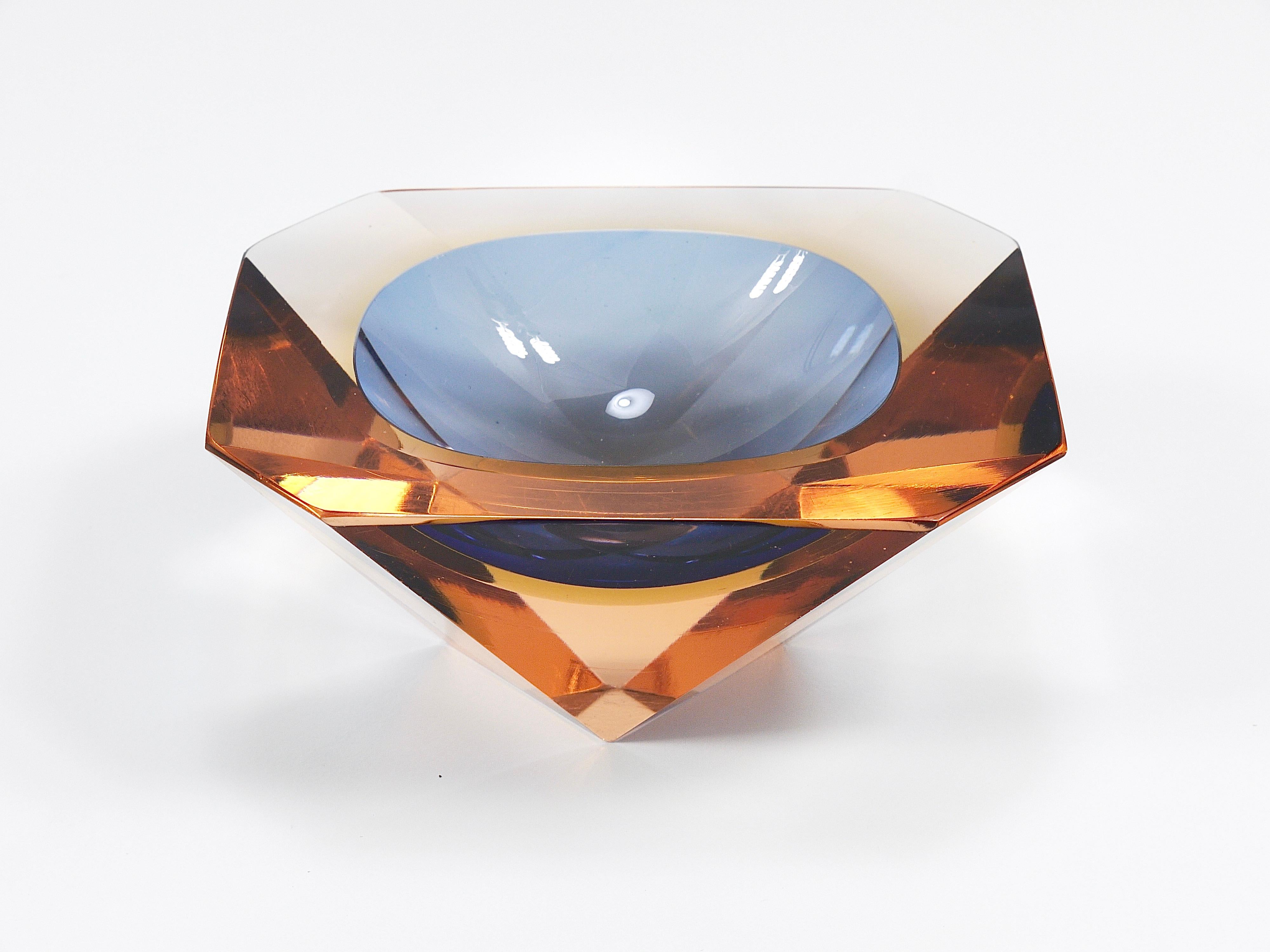 Flavio Poli Sommerso Cuenco de diamantes de cristal de Murano Caviar de Seguso, Italia, años 60 en venta 3