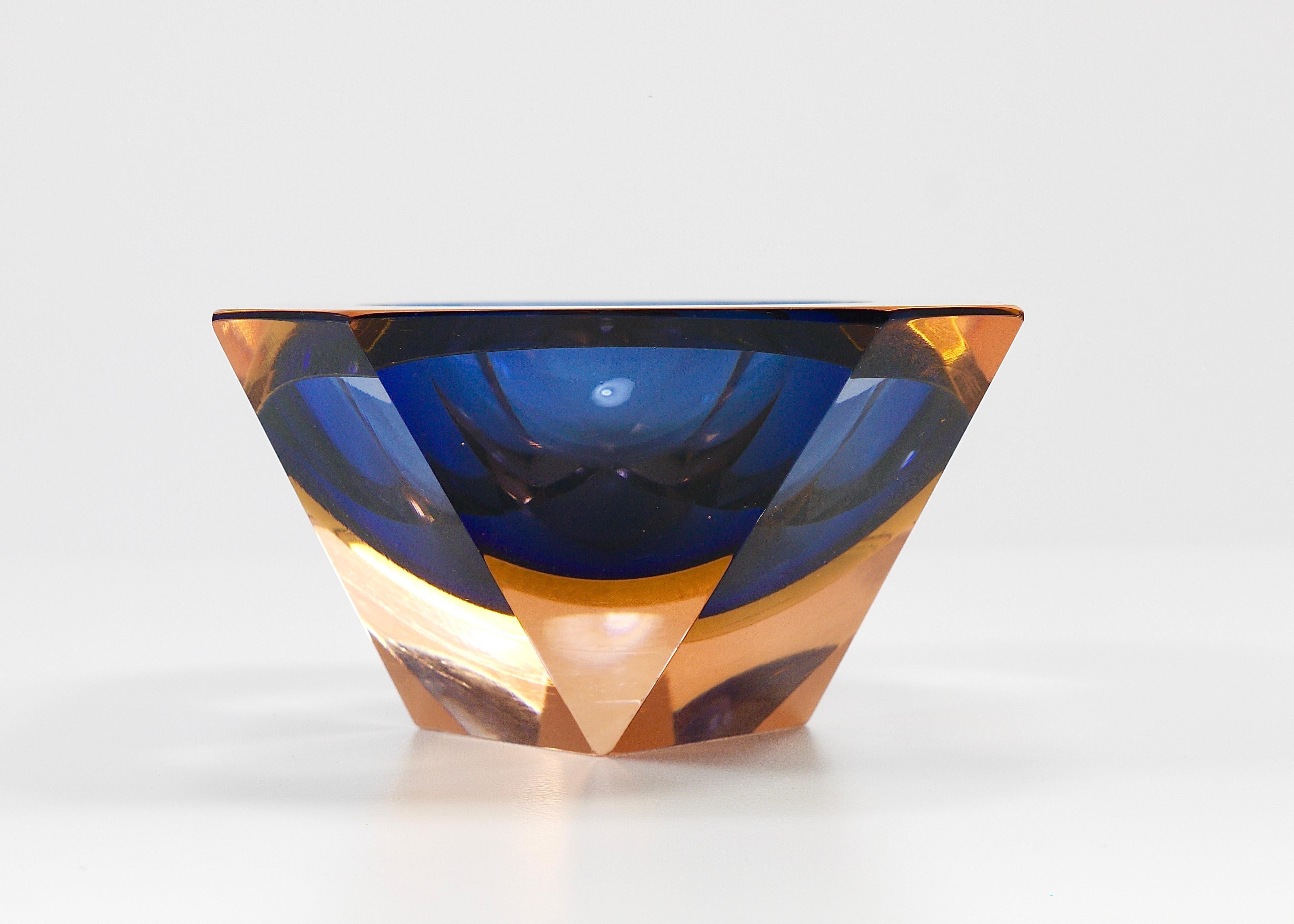 Flavio Poli Sommerso Cuenco de diamantes de cristal de Murano Caviar de Seguso, Italia, años 60 en venta 4