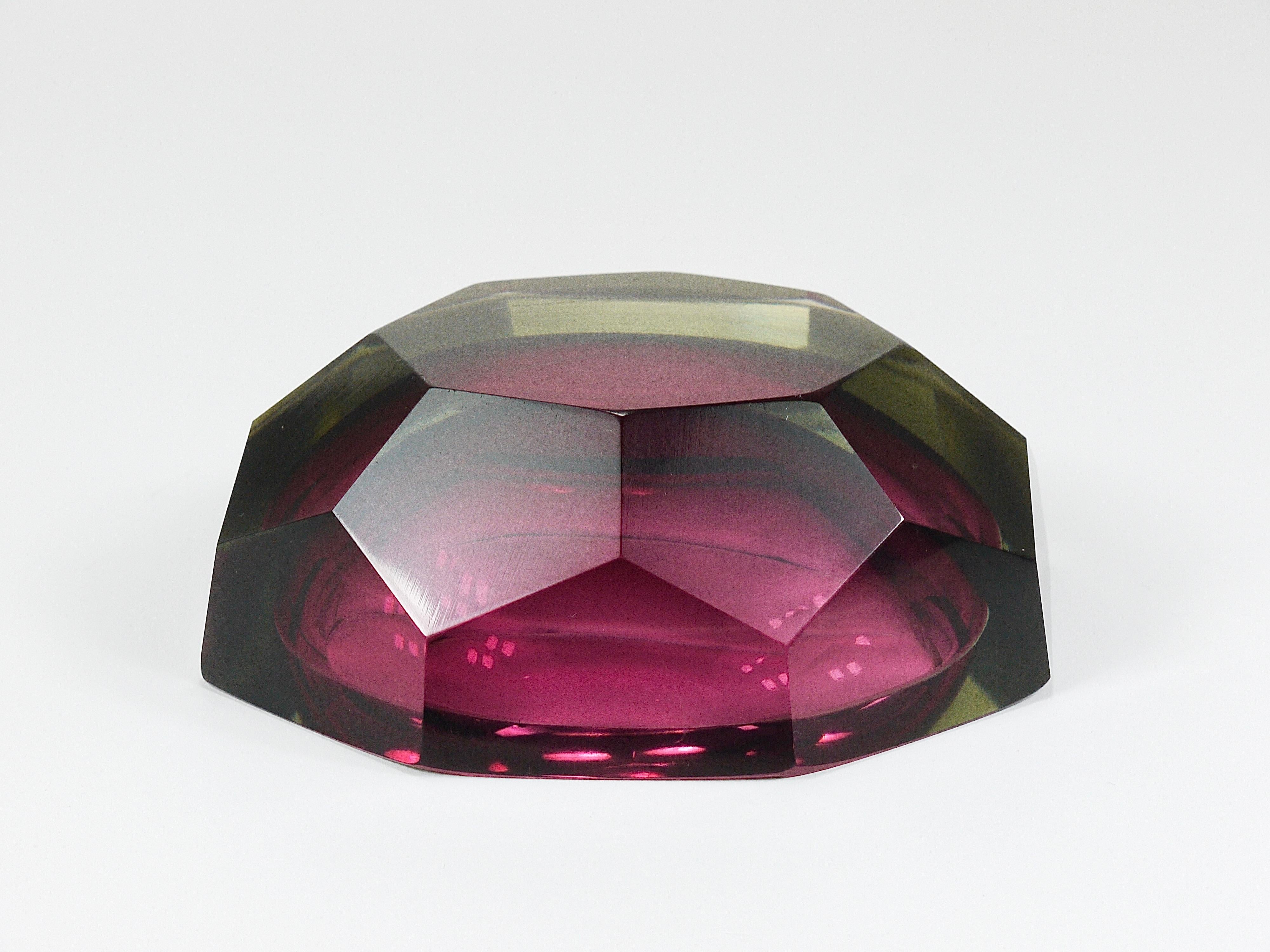 Flavio Poli Sommerso Cuenco de diamantes de cristal de Murano Caviar de Seguso, Italia, años 60 en venta 4