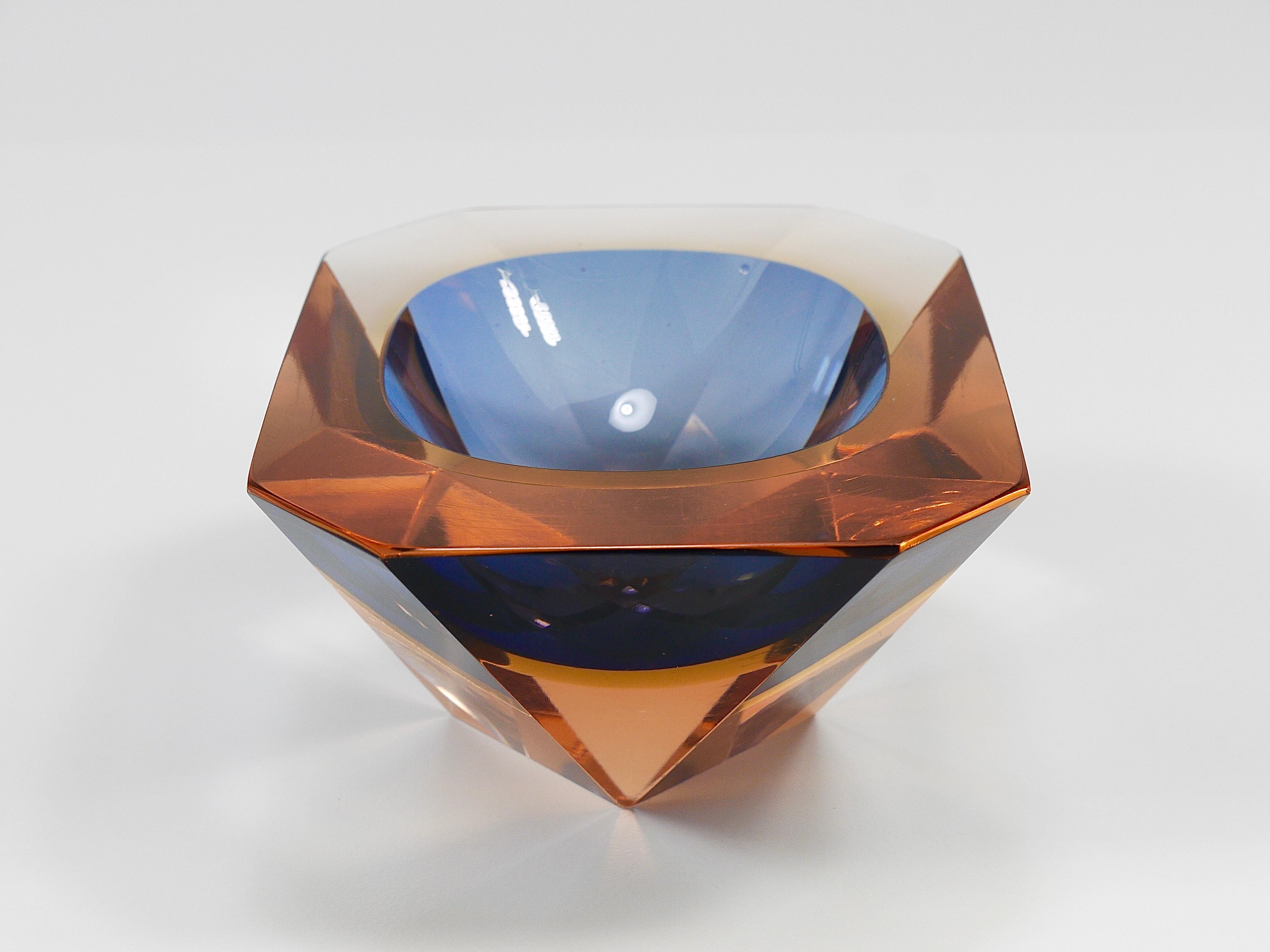 Flavio Poli Sommerso Cuenco de diamantes de cristal de Murano Caviar de Seguso, Italia, años 60 en venta 5