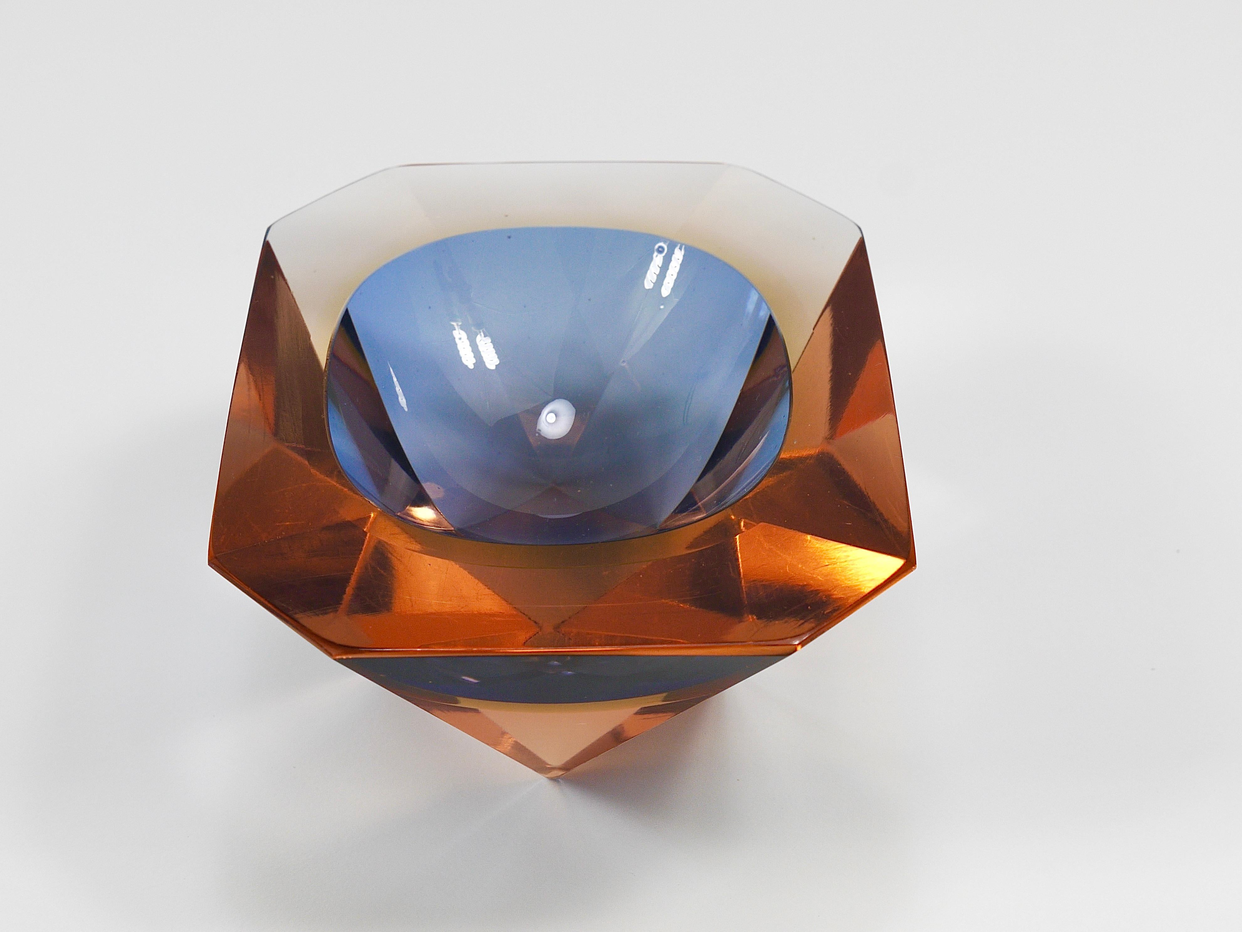 Flavio Poli Sommerso Cuenco de diamantes de cristal de Murano Caviar de Seguso, Italia, años 60 en venta 6