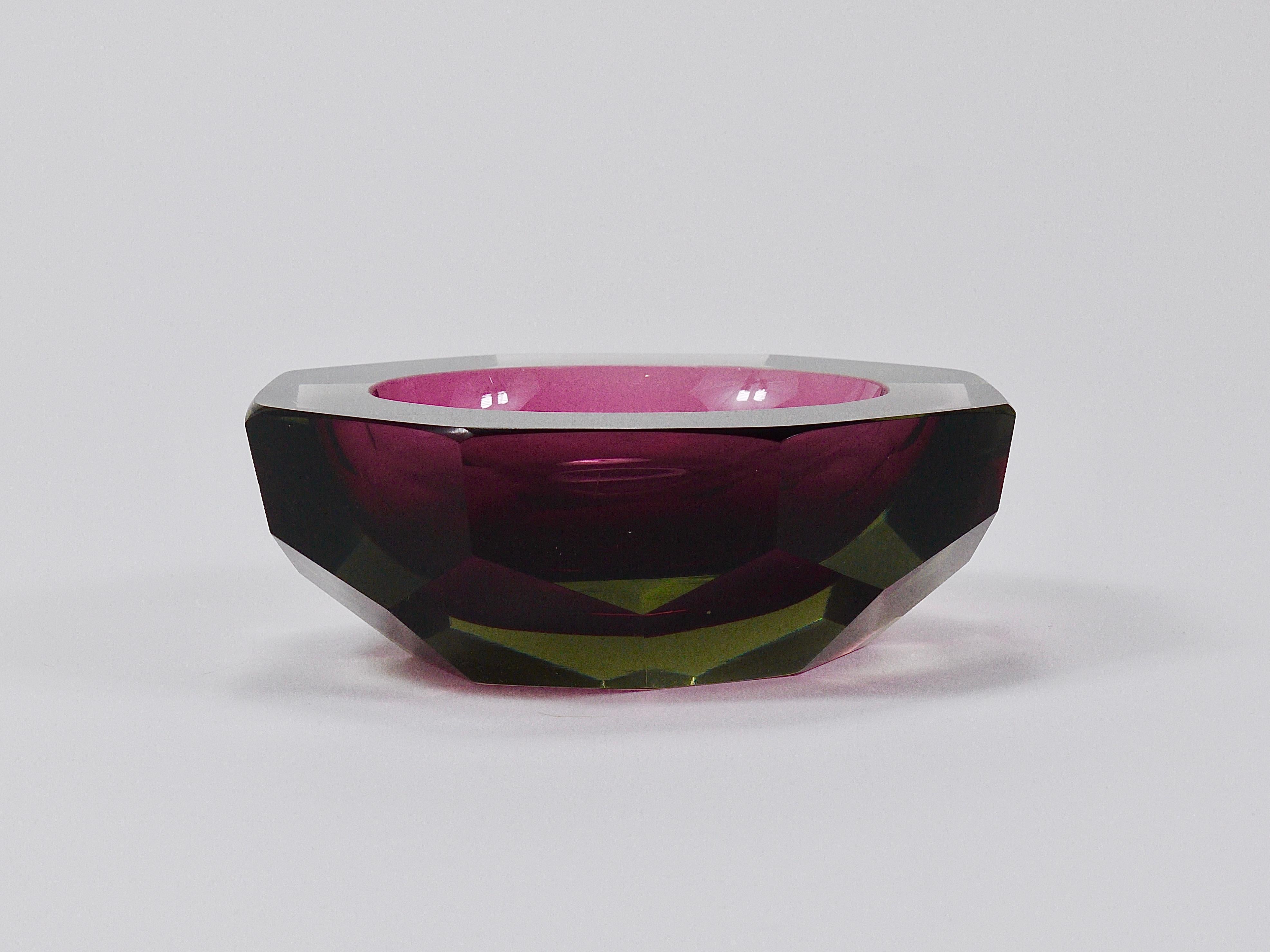 Flavio Poli Sommerso Cuenco de diamantes de cristal de Murano Caviar de Seguso, Italia, años 60 en venta 6