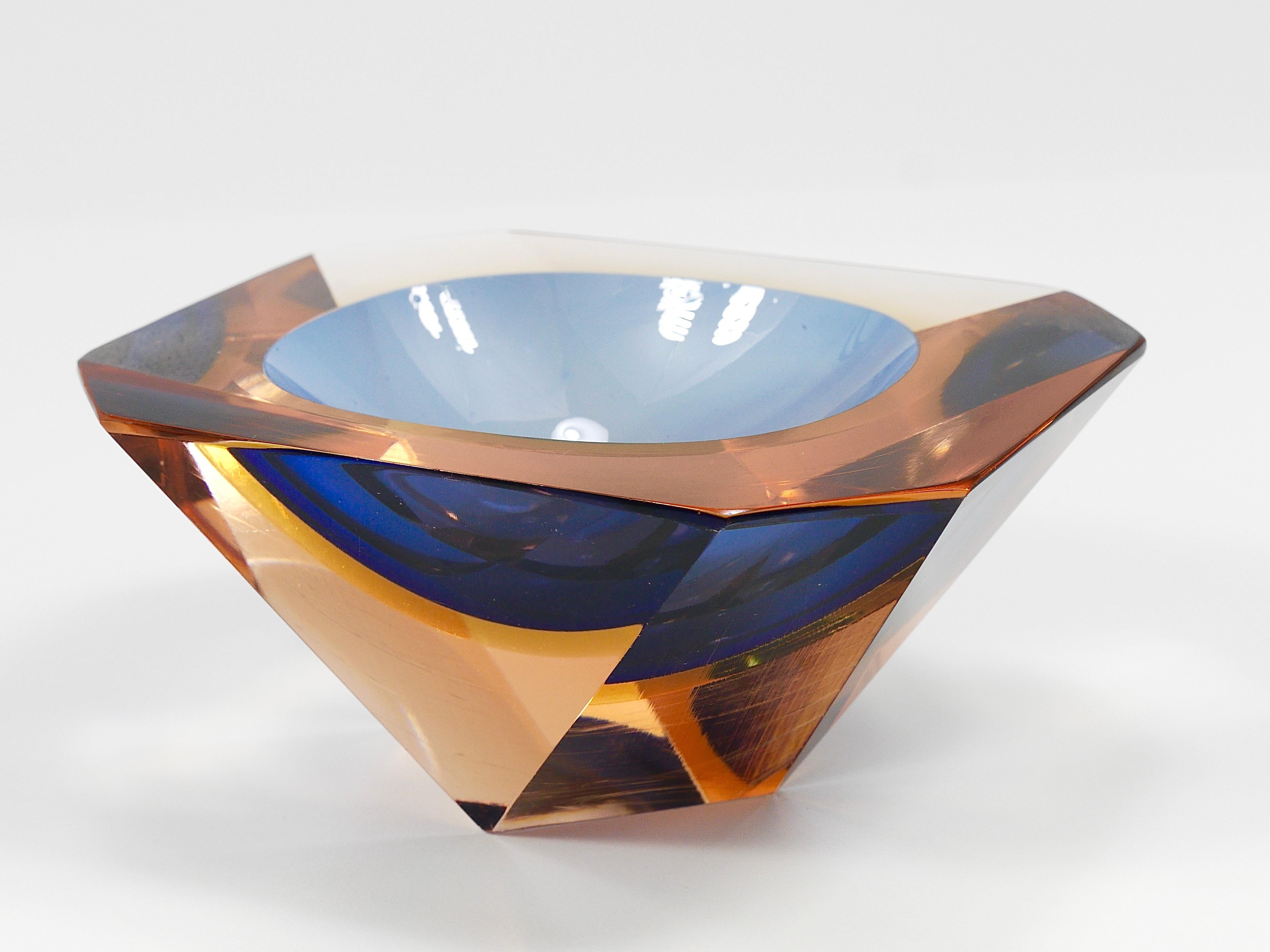 Flavio Poli Sommerso Cuenco de diamantes de cristal de Murano Caviar de Seguso, Italia, años 60 en venta 7