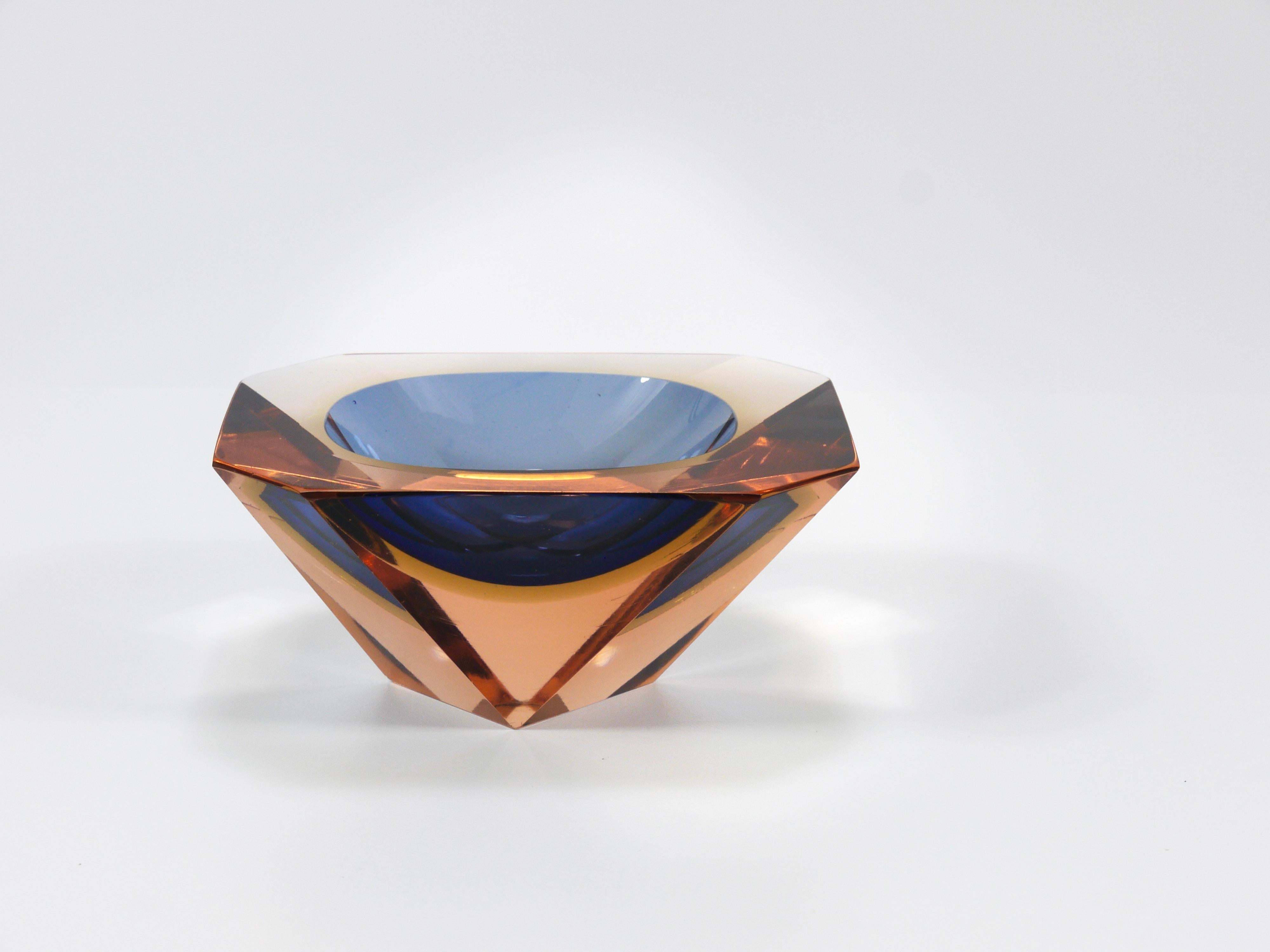 Flavio Poli Sommerso Cuenco de diamantes de cristal de Murano Caviar de Seguso, Italia, años 60 en venta 9