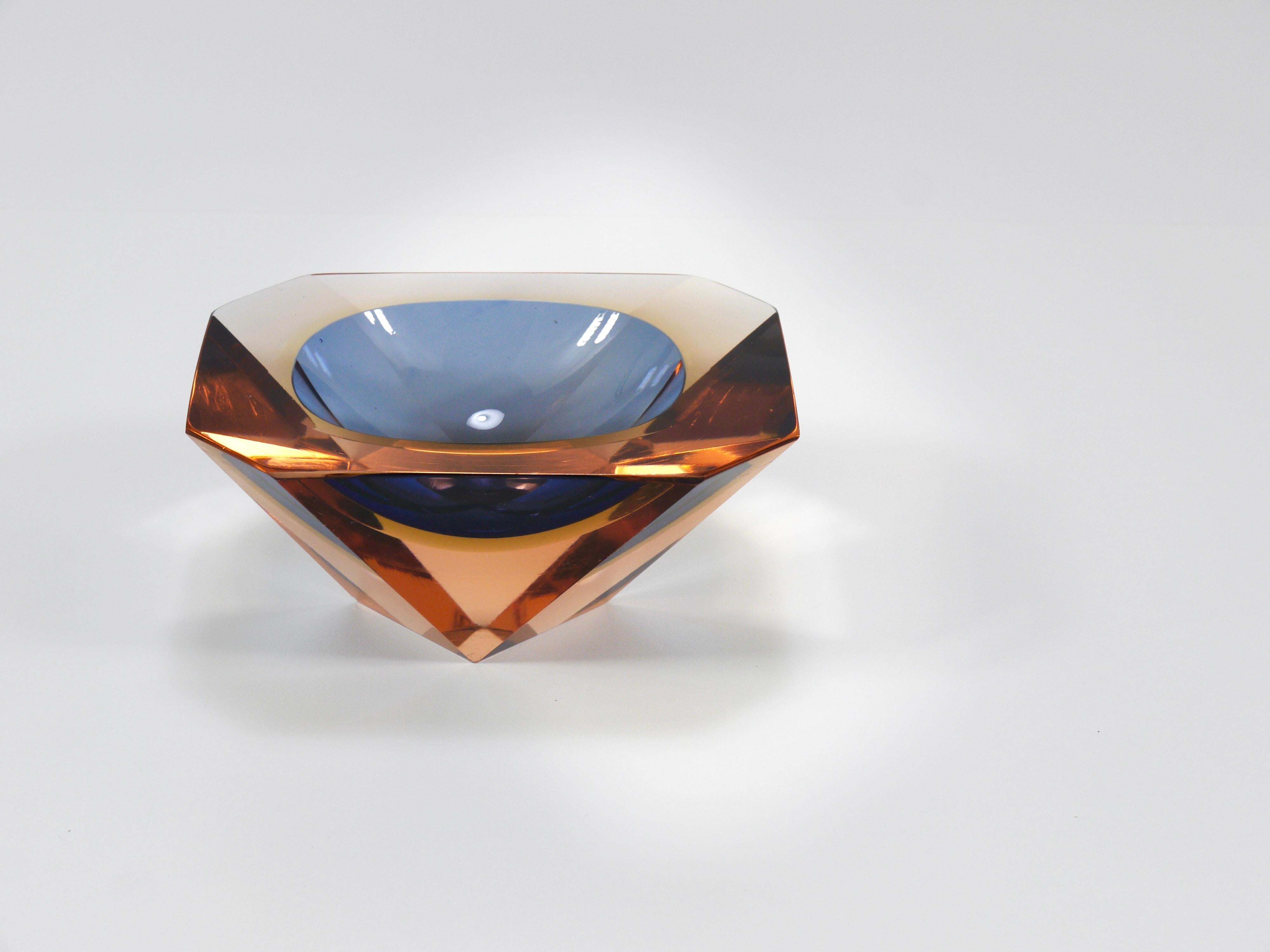 Flavio Poli Sommerso Cuenco de diamantes de cristal de Murano Caviar de Seguso, Italia, años 60 en venta 10