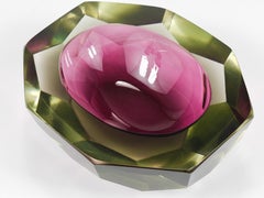 Flavio Poli Sommerso Caviar Murano Glass Diamond Bowl by Seguso, Italy, 1960s
