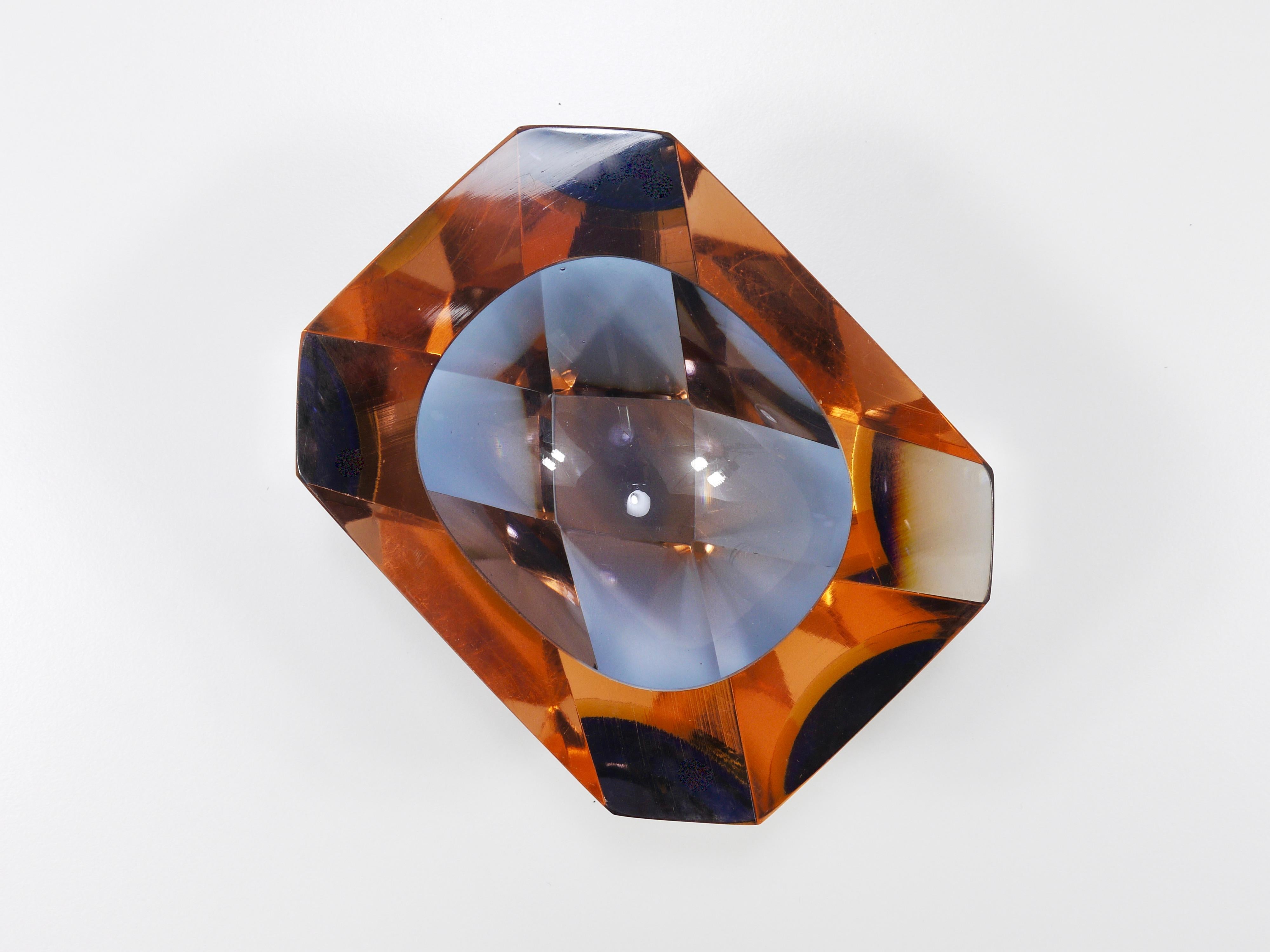 Flavio Poli Sommerso Cuenco de diamantes de cristal de Murano Caviar de Seguso, Italia, años 60 Moderno de mediados de siglo en venta