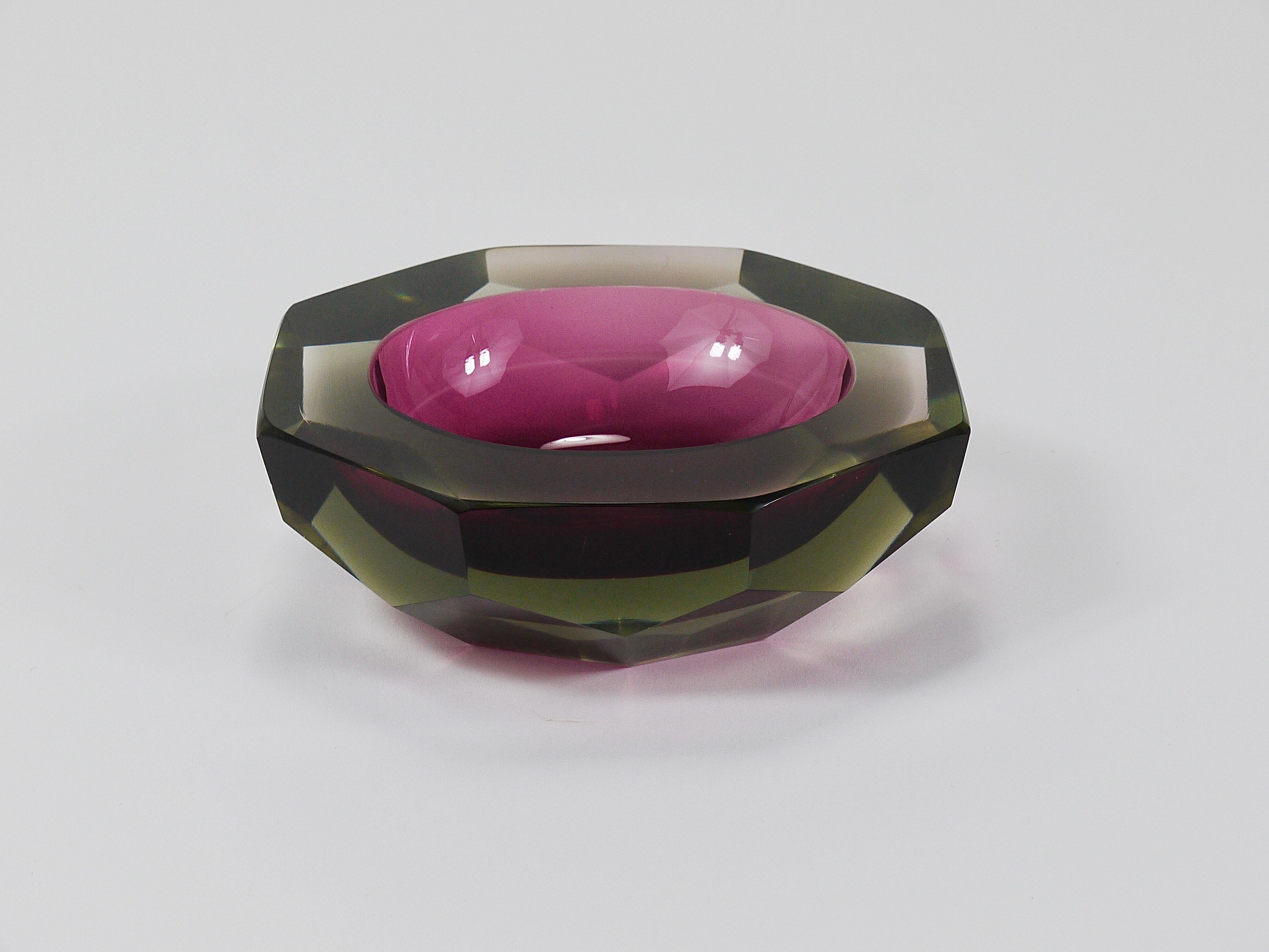 Flavio Poli Sommerso Cuenco de diamantes de cristal de Murano Caviar de Seguso, Italia, años 60 en Bueno estado para la venta en Vienna, AT