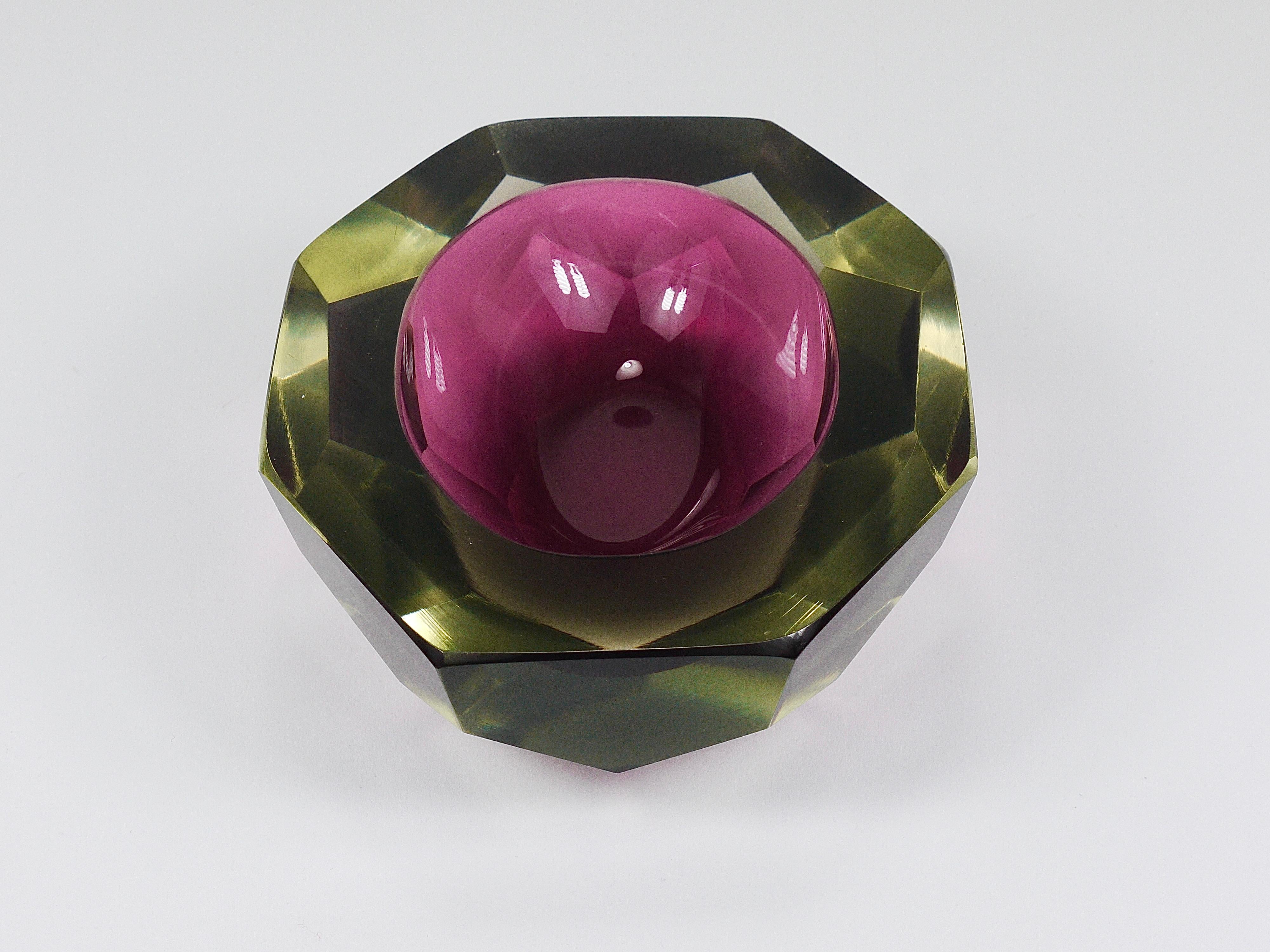 Flavio Poli Sommerso Cuenco de diamantes de cristal de Murano Caviar de Seguso, Italia, años 60 siglo XX en venta