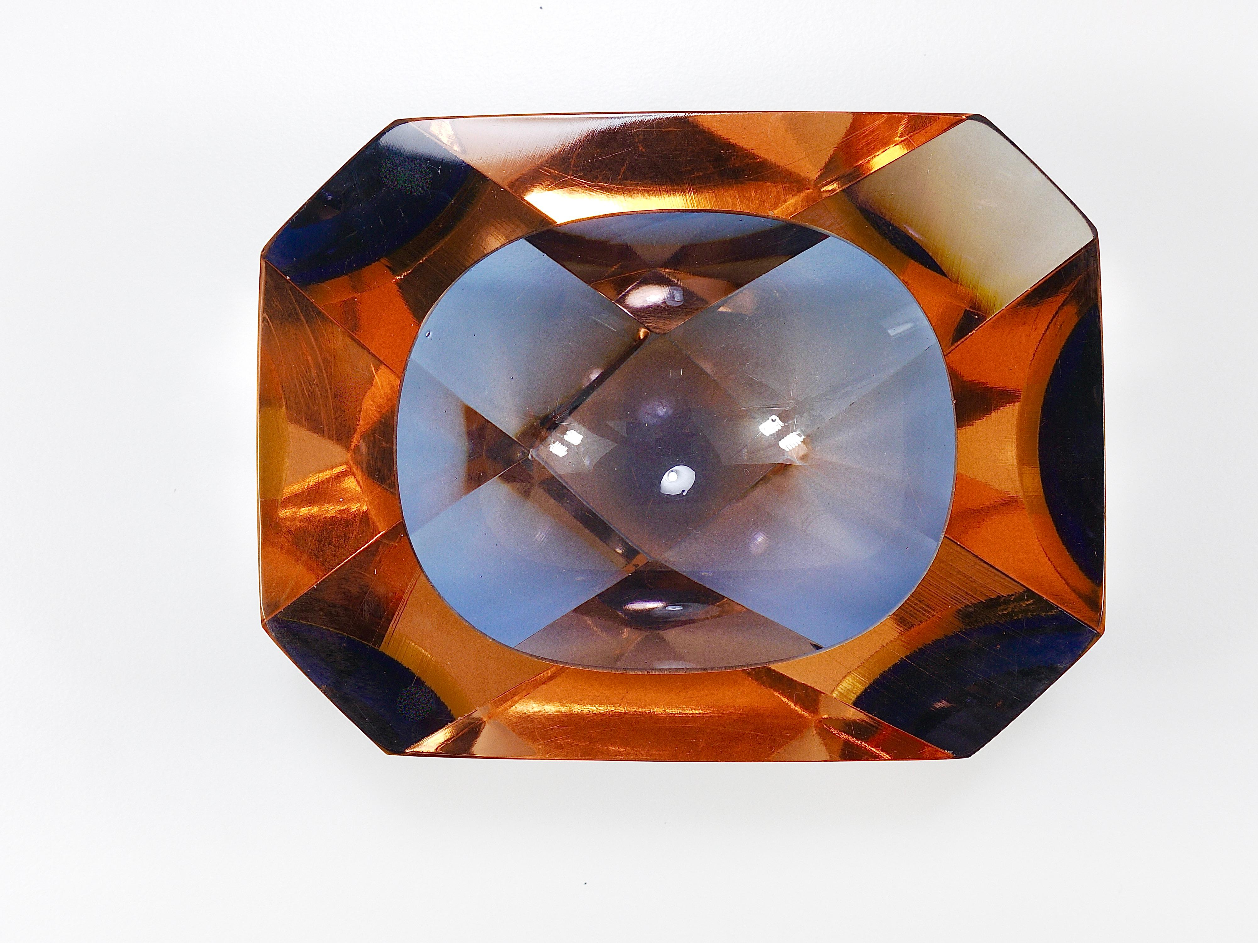 Flavio Poli Sommerso Cuenco de diamantes de cristal de Murano Caviar de Seguso, Italia, años 60 en venta 1