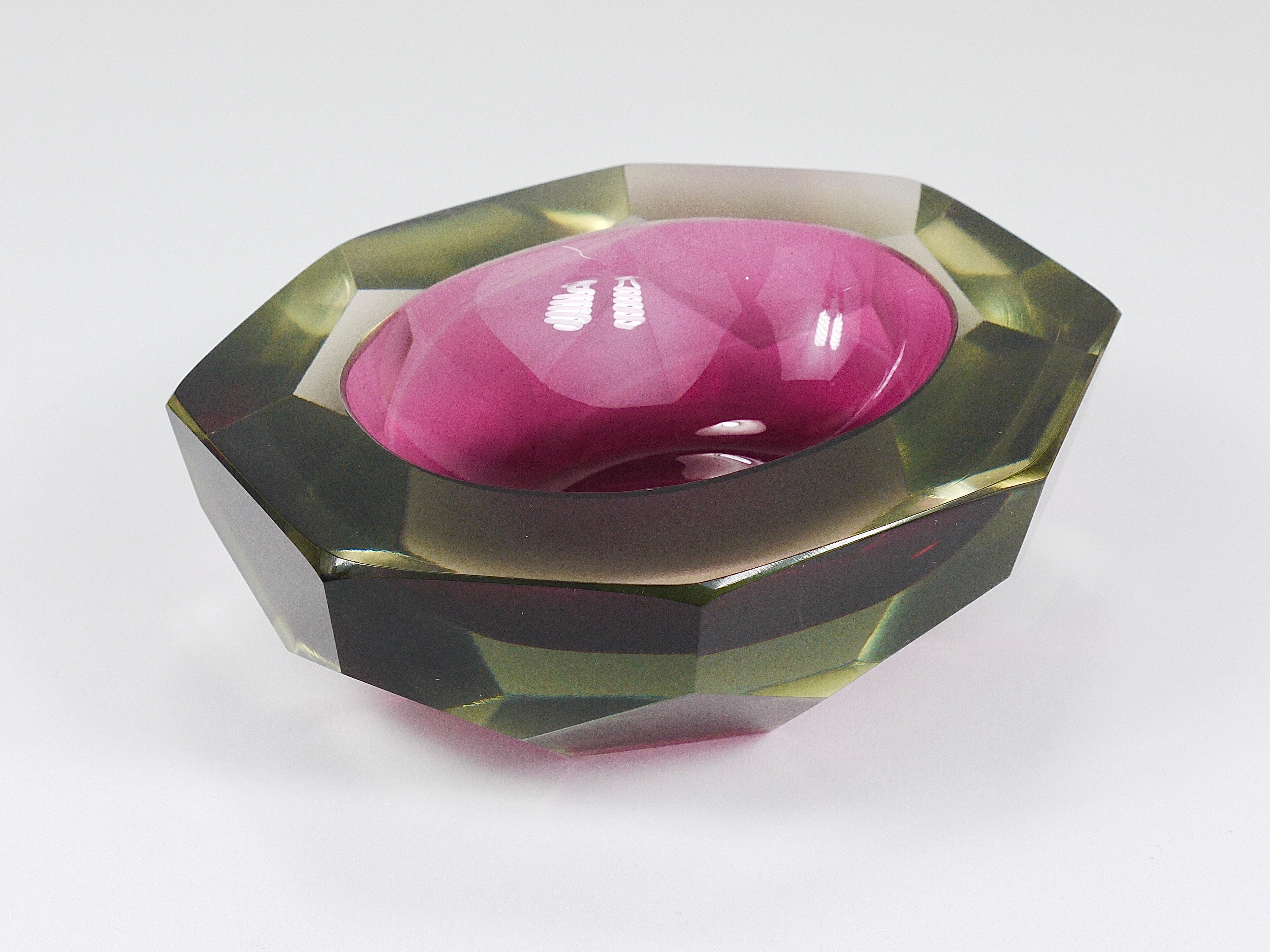 Flavio Poli Sommerso Cuenco de diamantes de cristal de Murano Caviar de Seguso, Italia, años 60 en venta 1