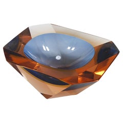 Flavio Poli Sommerso Cuenco de diamantes de cristal de Murano Caviar de Seguso, Italia, años 60
