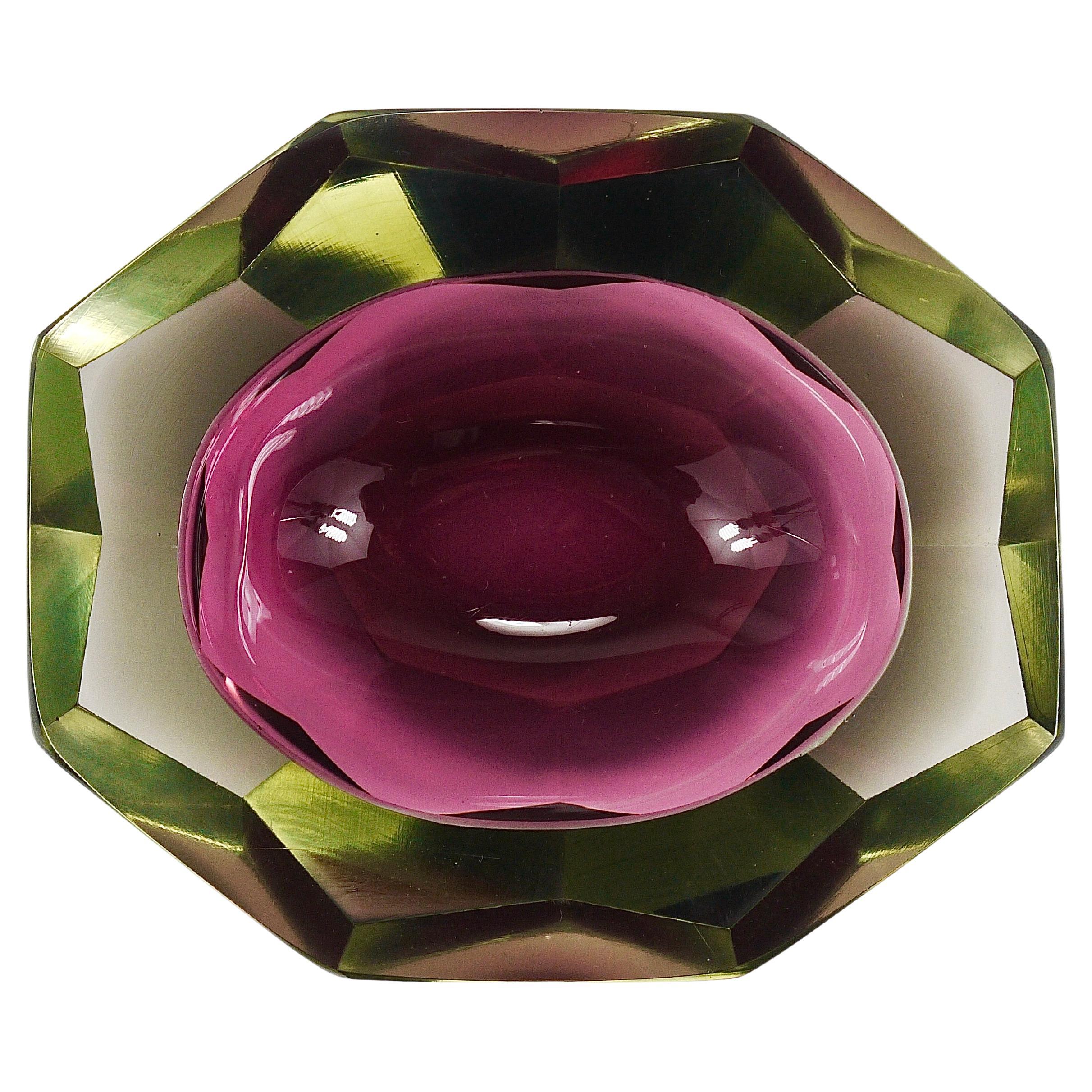 Flavio Poli Sommerso Cuenco de diamantes de cristal de Murano Caviar de Seguso, Italia, años 60 en venta