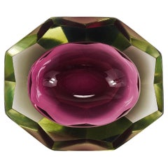 Flavio Poli Sommerso Cuenco de diamantes de cristal de Murano Caviar de Seguso, Italia, años 60