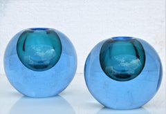 Flavio Poli Sommerso Glass Spherical Candleholders