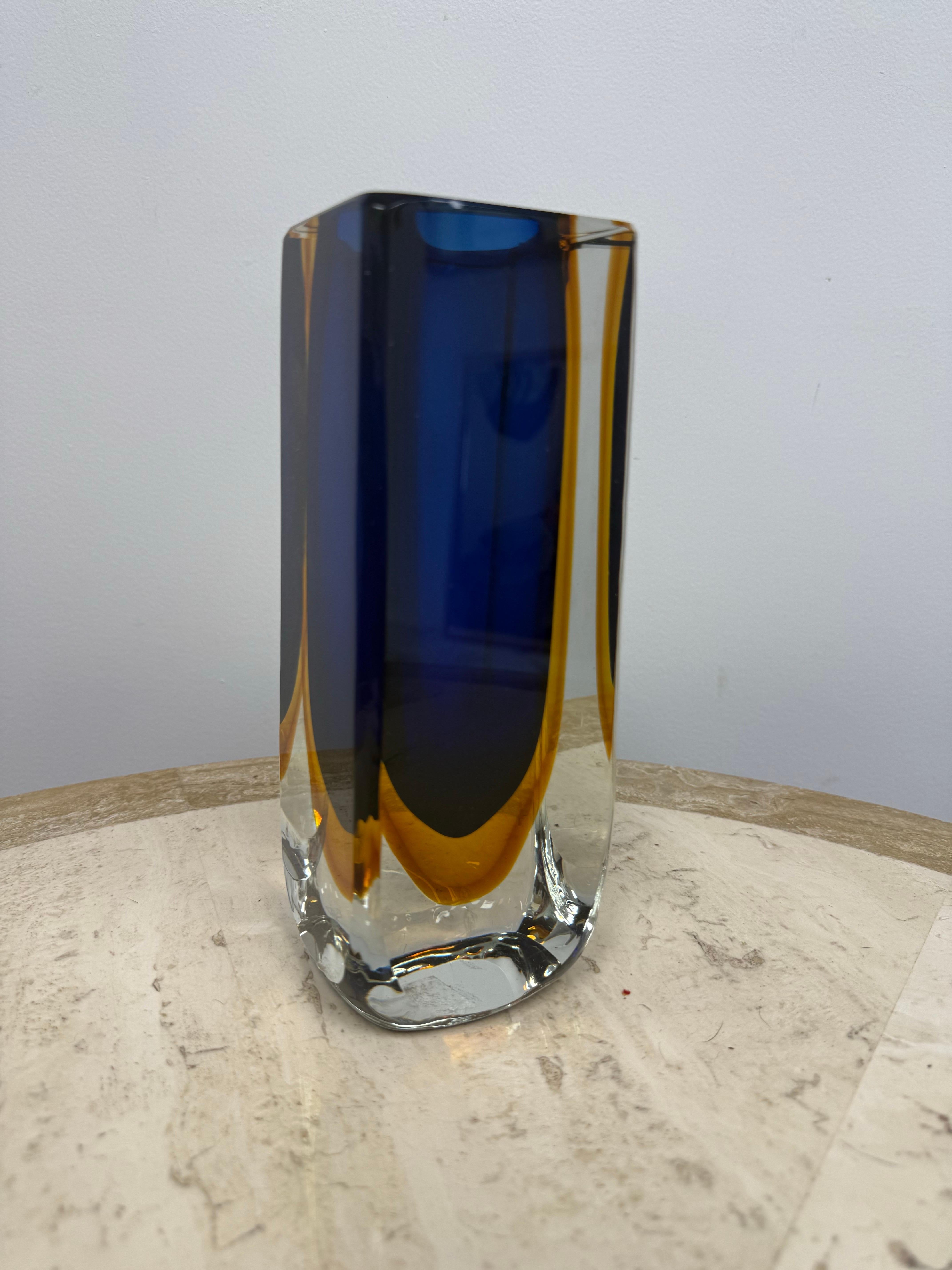 Mid-Century Modern Flavio Poli Sommerso Murano Glass vase for Seguso Mid Century Modern Italy