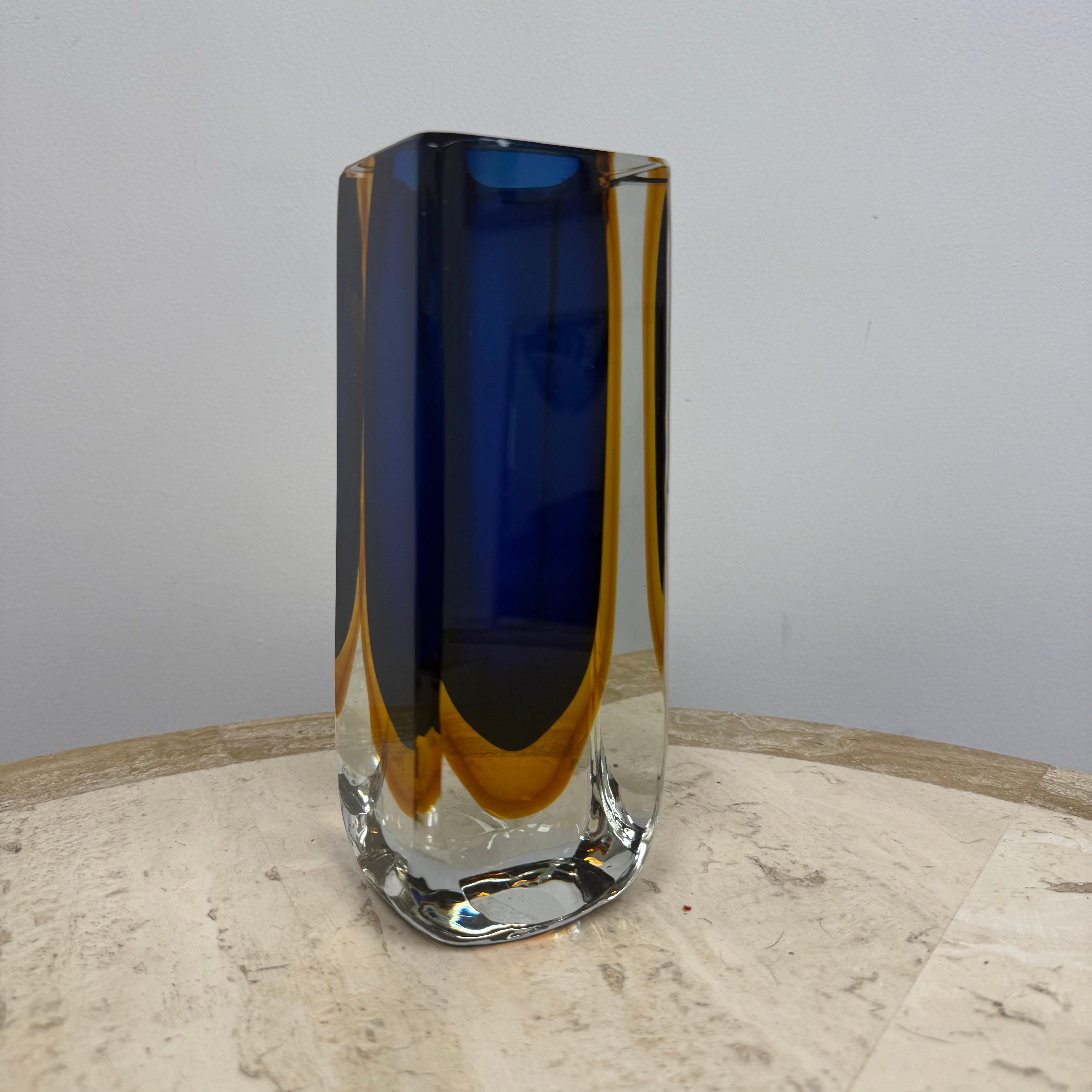 Italian Flavio Poli Sommerso Murano Glass vase for Seguso Mid Century Modern Italy