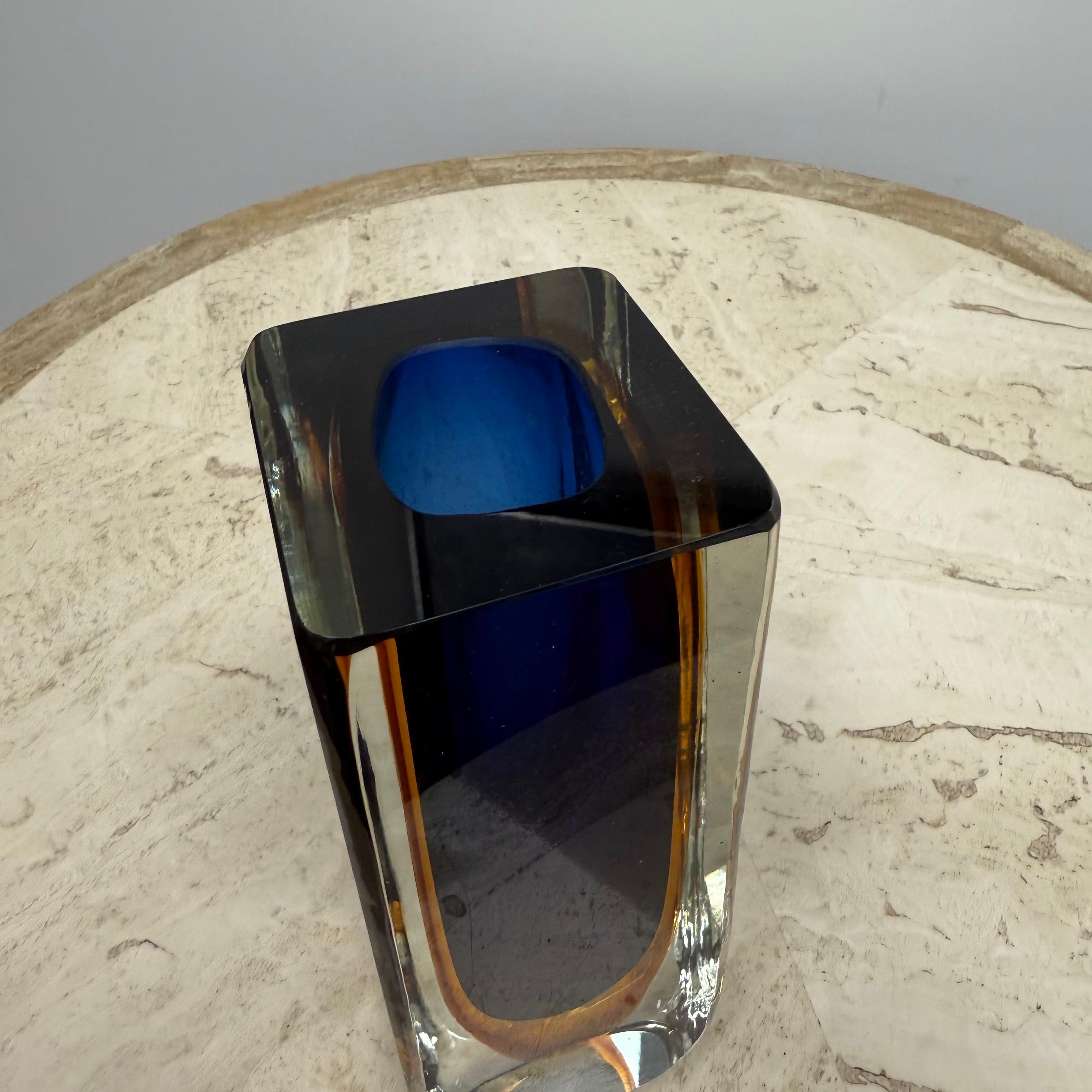 Flavio Poli Sommerso Murano Glass vase for Seguso Mid Century Modern Italy 1
