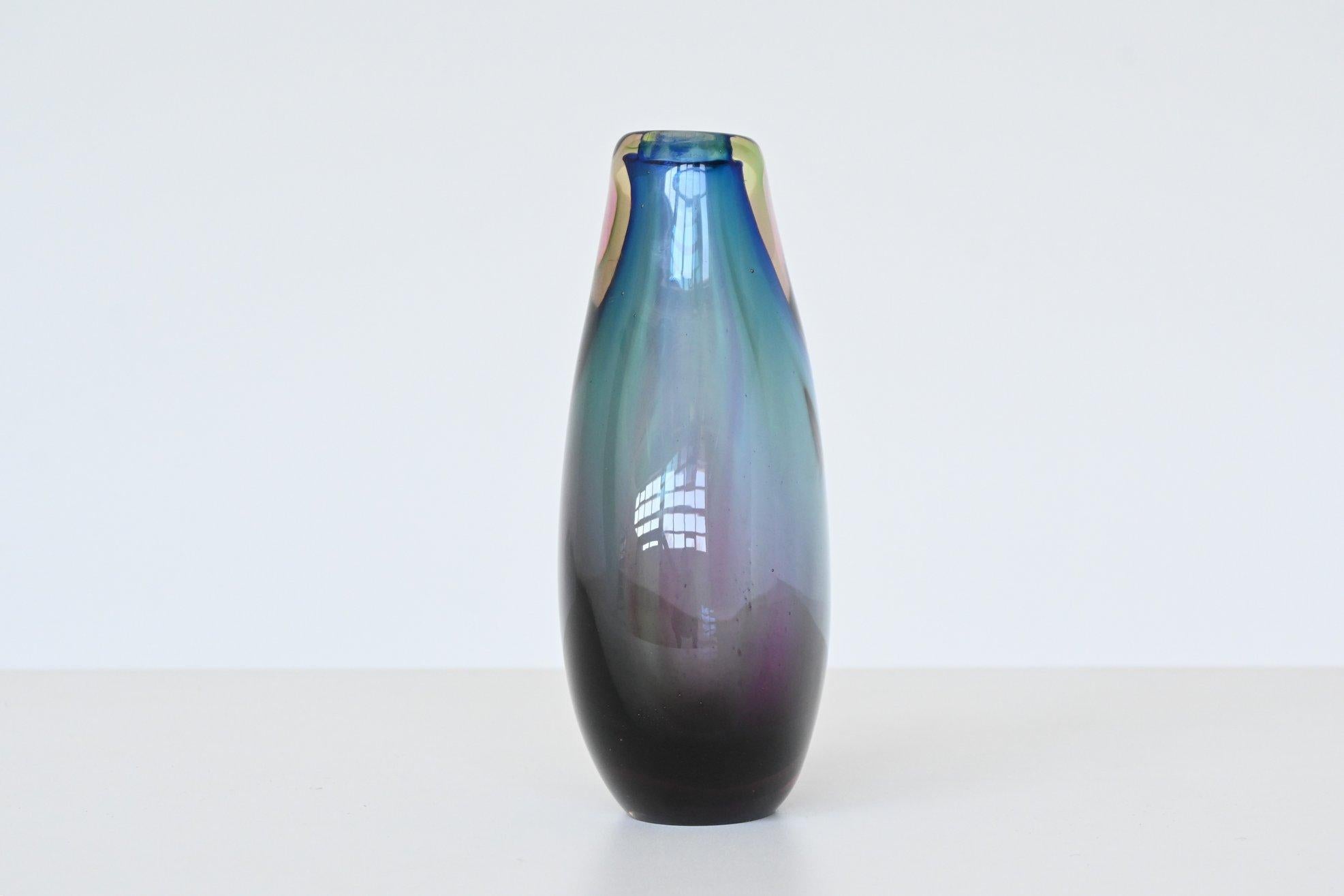Flavio Poli Teardrop Vase Sommerso Murano Glas Seguso Italien 1960 3