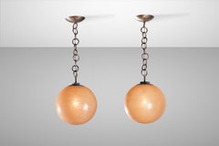 Flavio Poli Due lampadari in vetro di Murano Bollicine, design italiano Seguso, anni '40