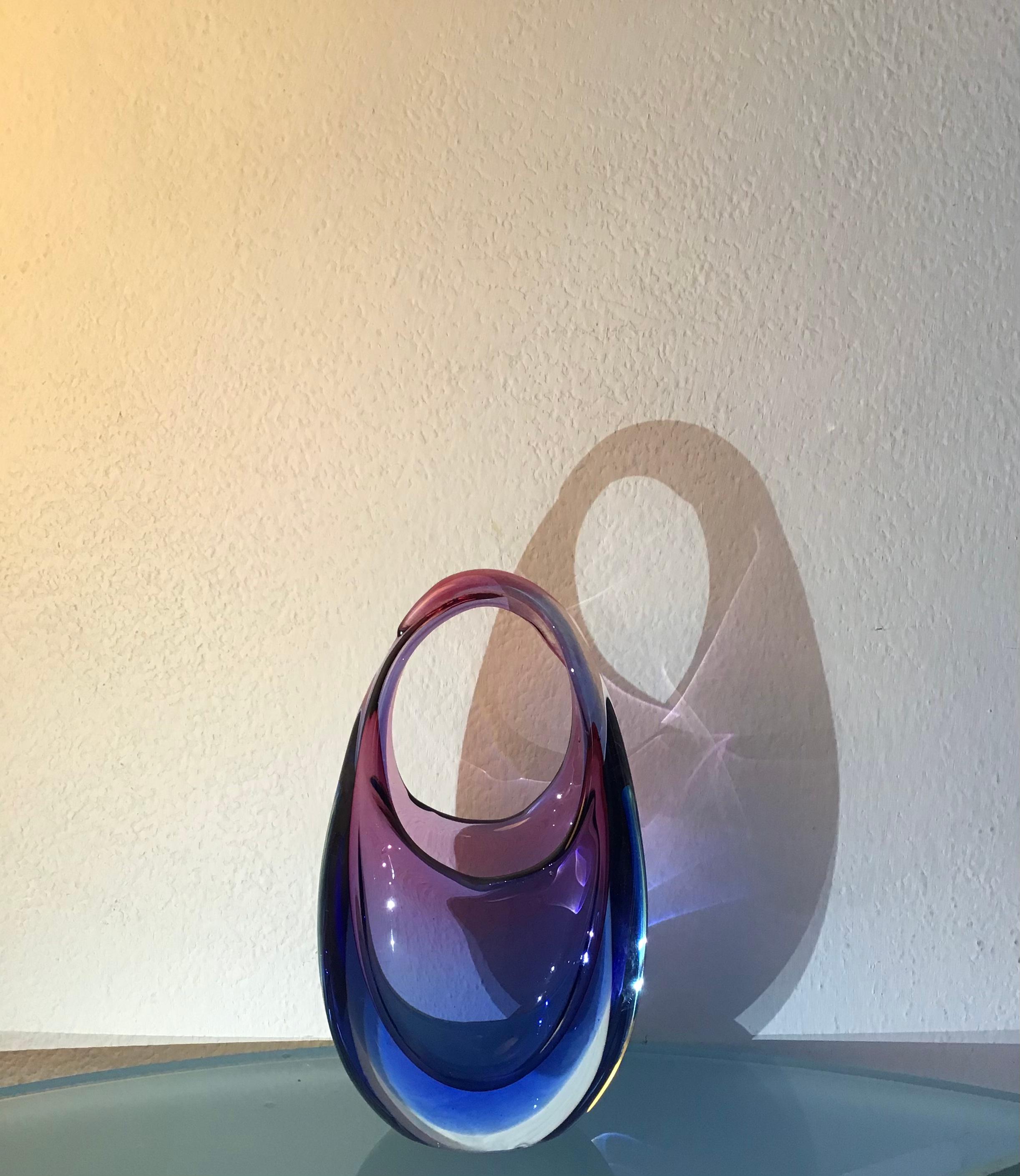 Flavio Poli Vase Murano Glas 1950 Italien im Angebot 3