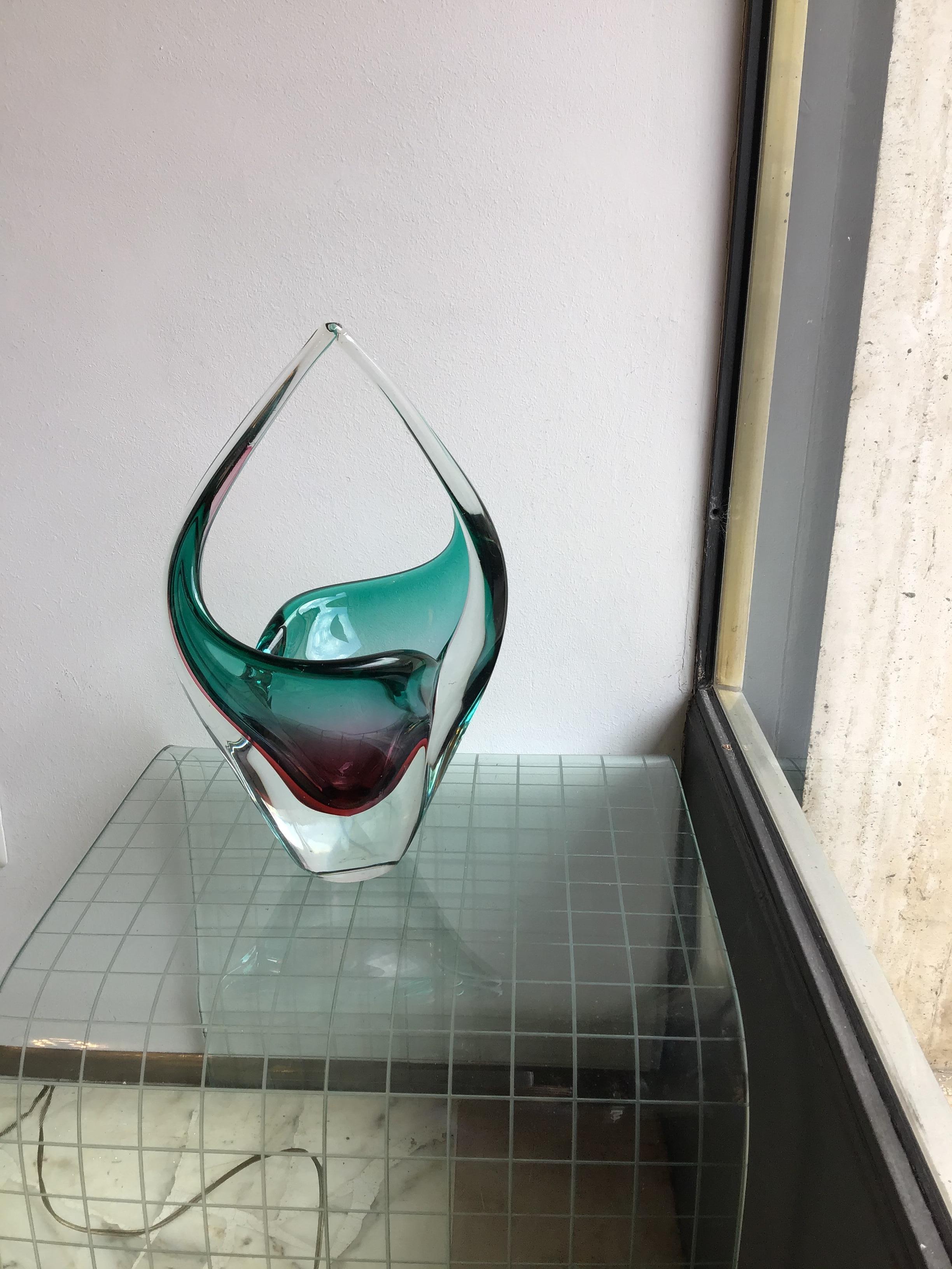 Vaso di Flavio Poli in vetro di Murano, 1955, Italia.