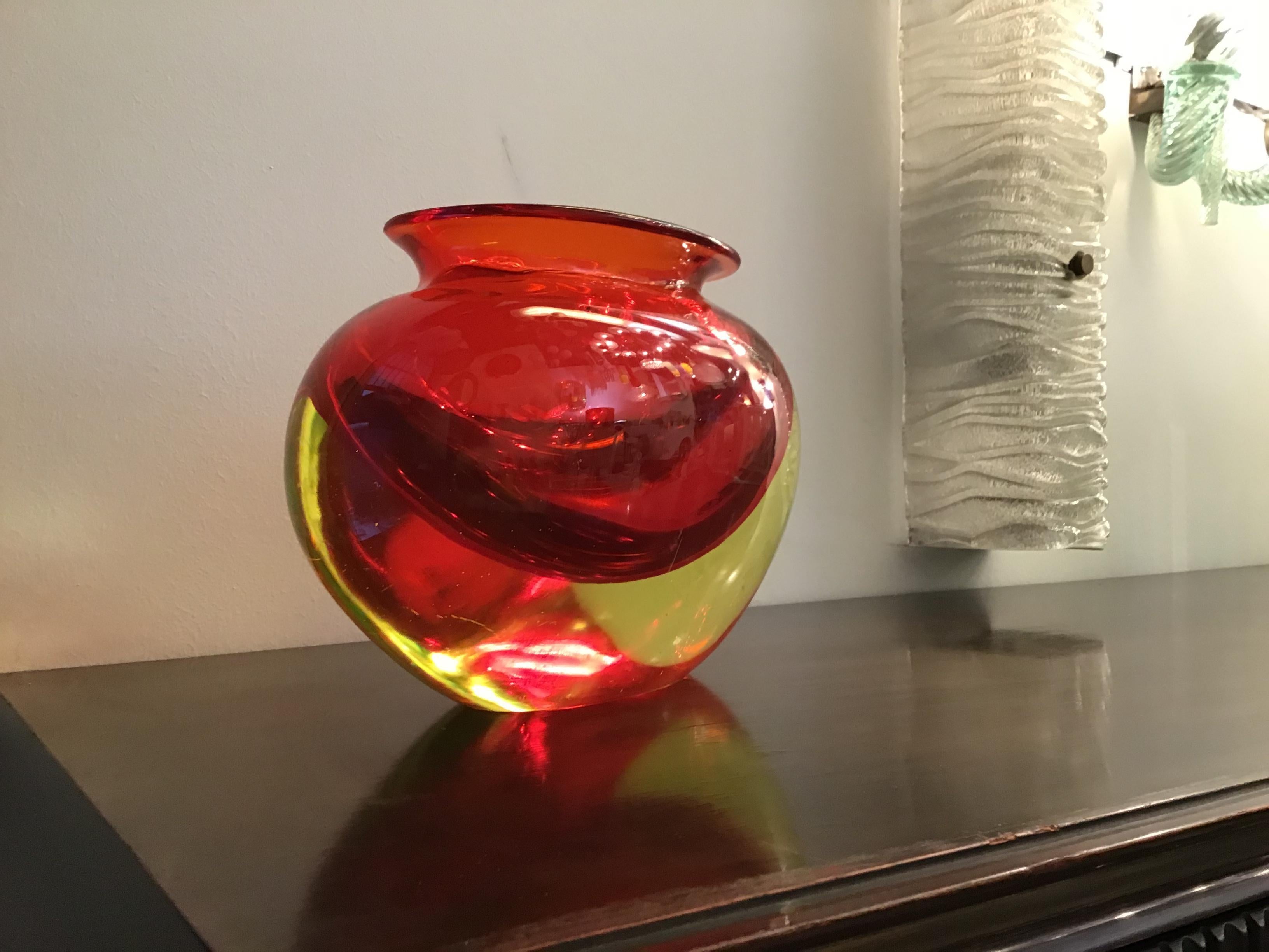 Flavio Poli Vase Murano Glass Red Orange, 1950 5