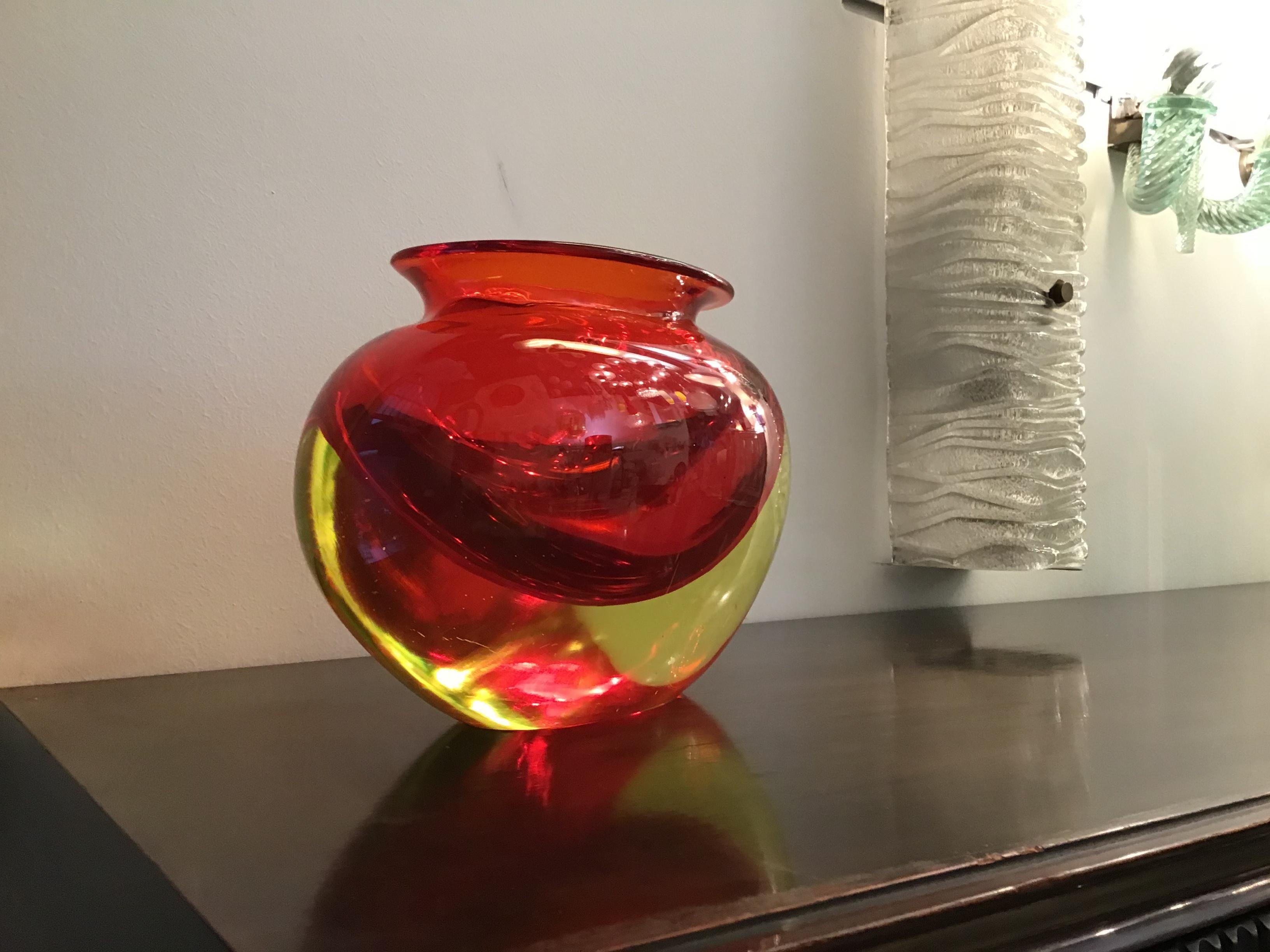 Flavio Poli Vase Murano Glass Red Orange, 1950 6