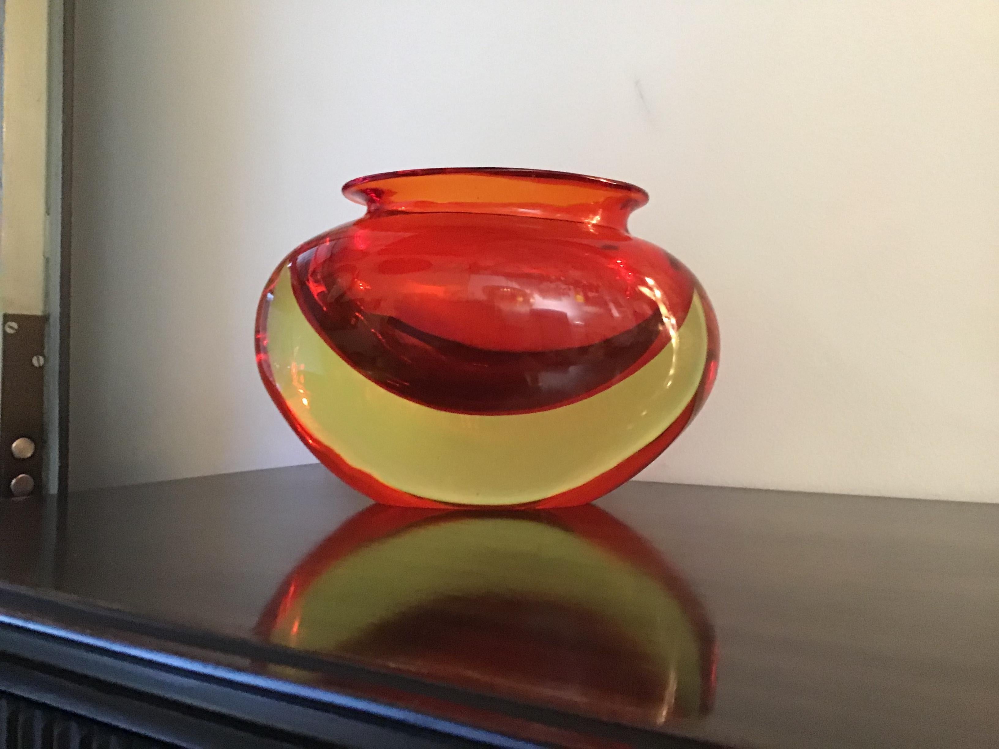 Flavio Poli Vase Murano Glass Red Orange, 1950 7