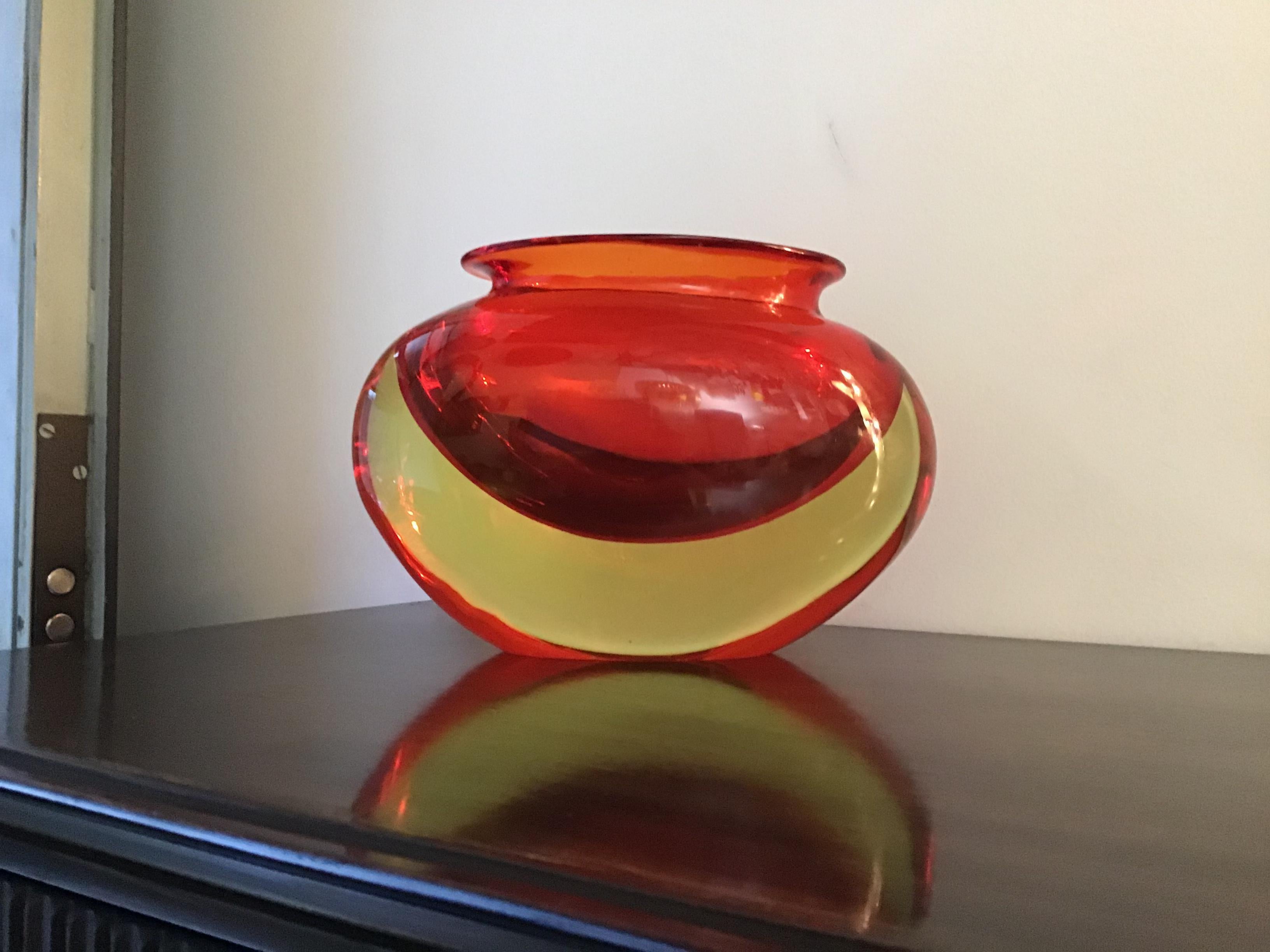 Flavio Poli Vase Murano Glass Red Orange, 1950 8
