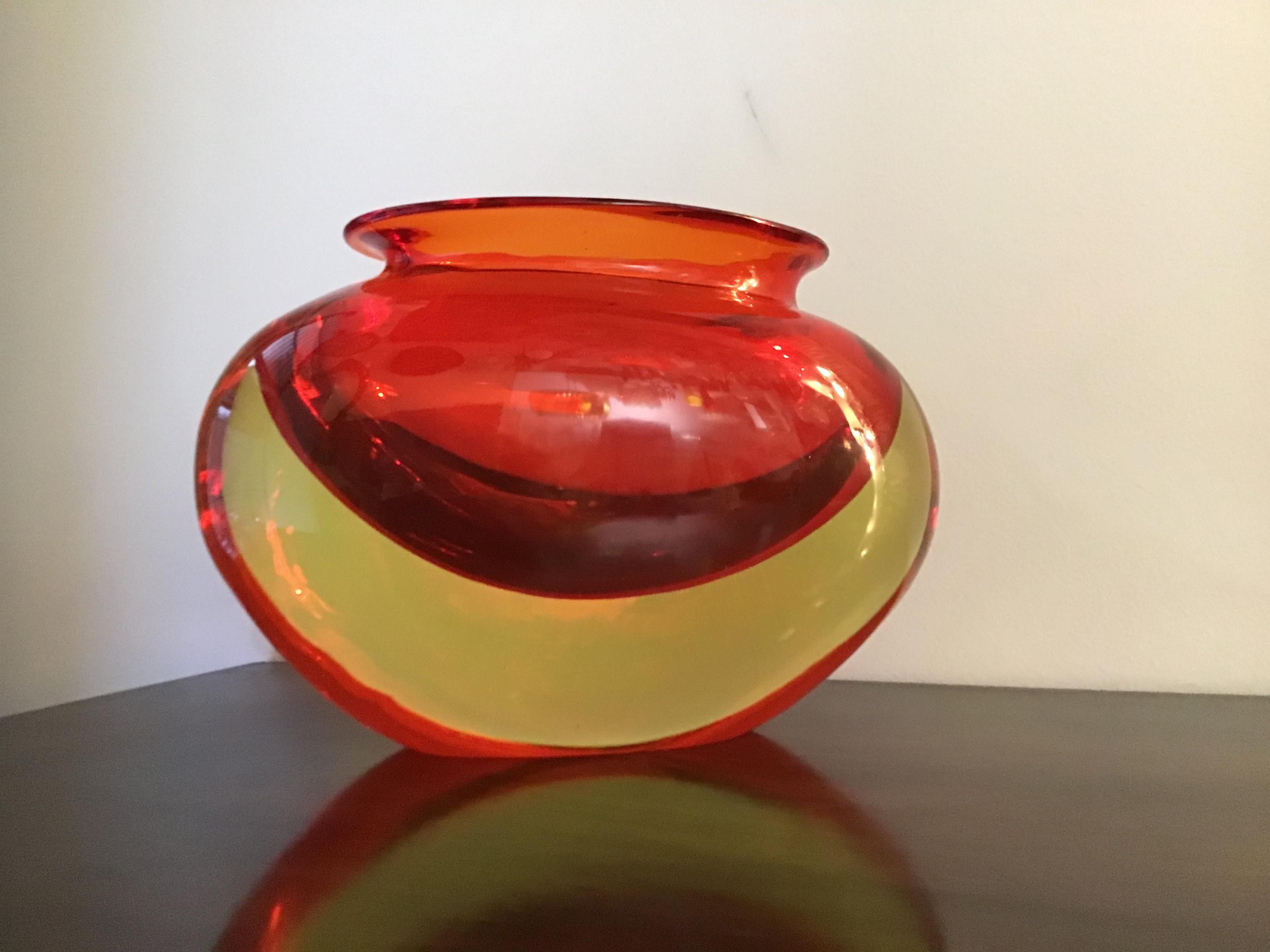 Flavio Poli Vase Murano Glass Red Orange, 1950 9