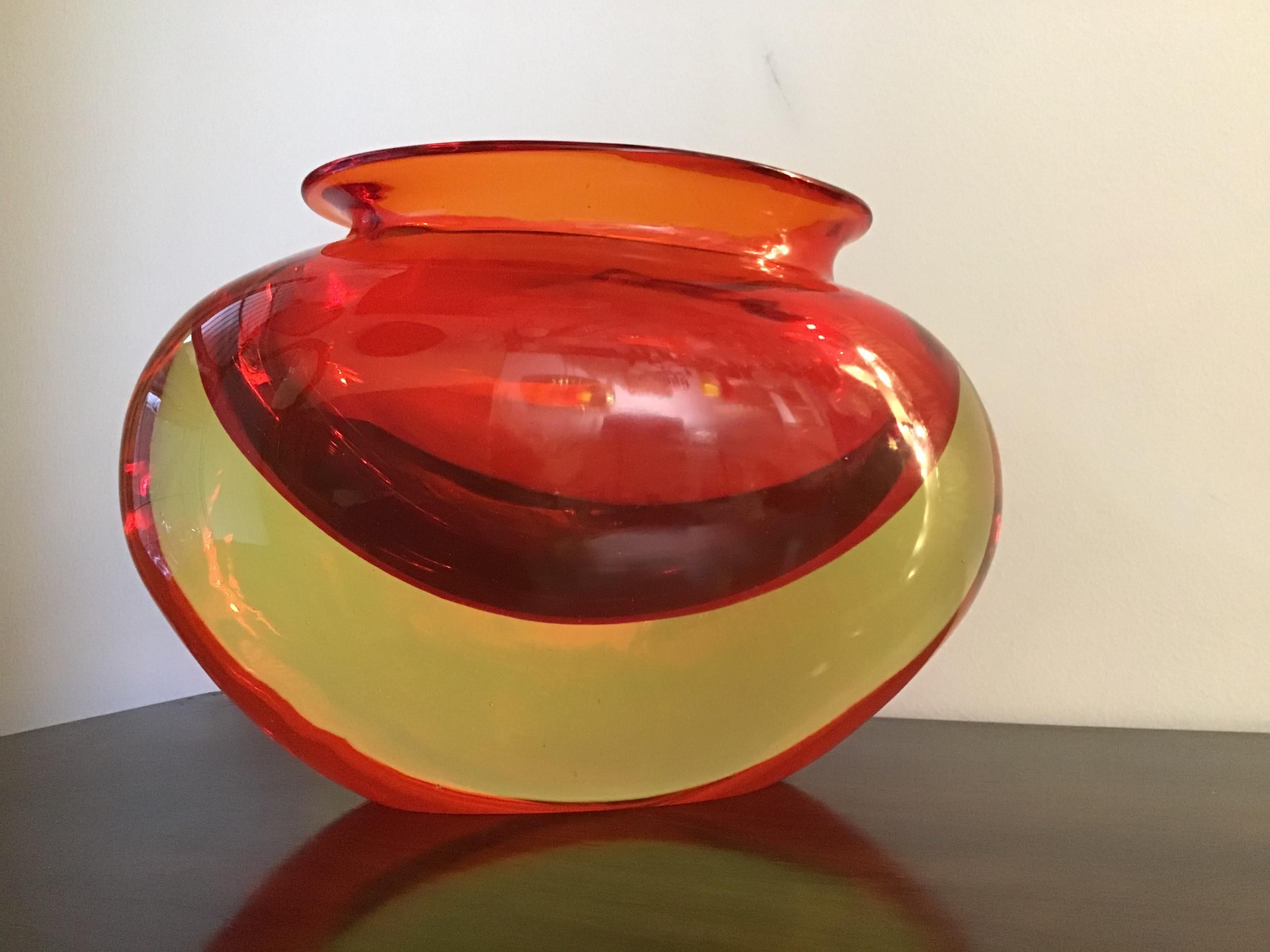 Flavio Poli Vase Murano Glass Red Orange, 1950 10