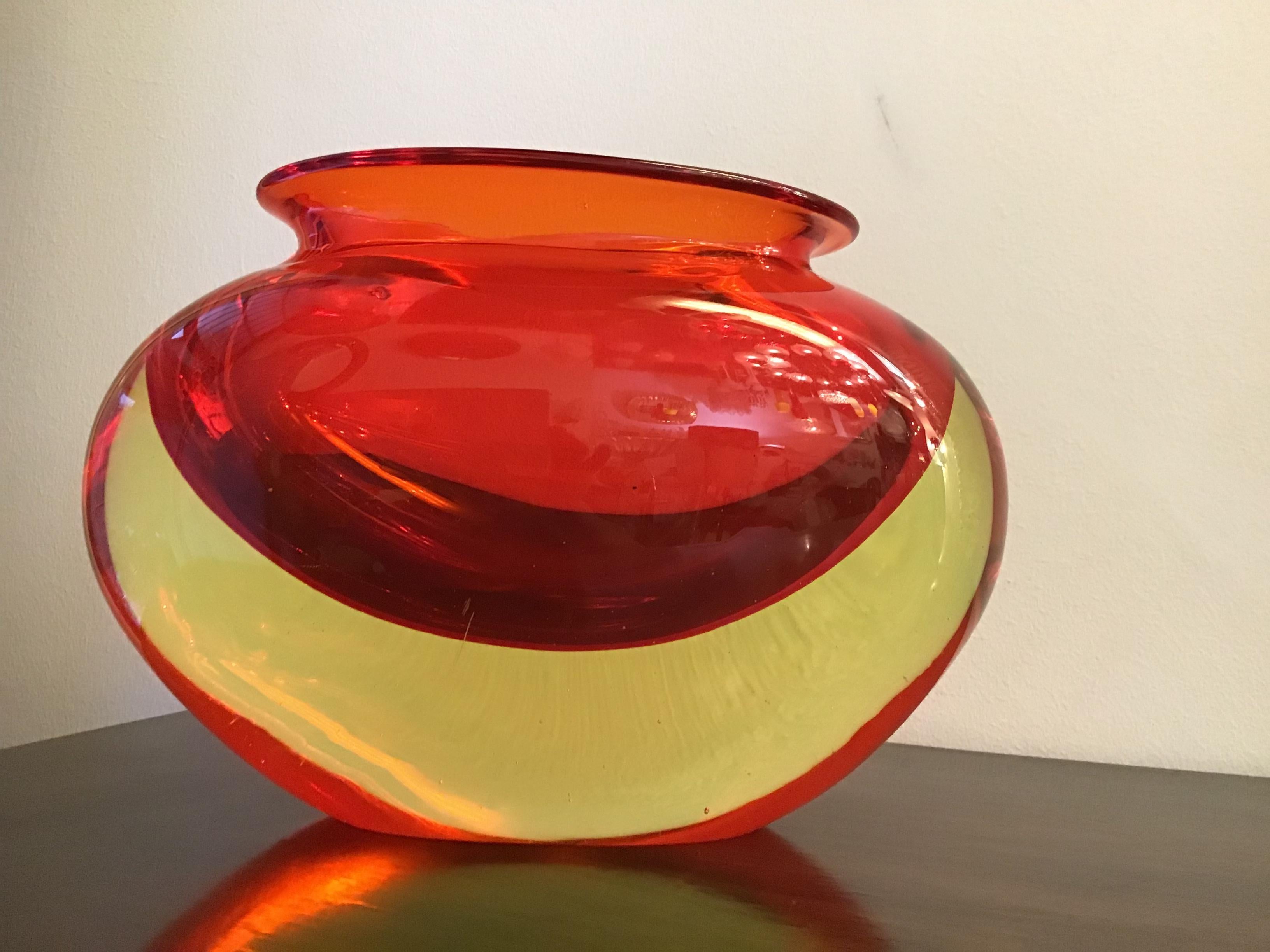 Flavio Poli Vase Murano Glass Red Orange, 1950 In Excellent Condition In Milano, IT