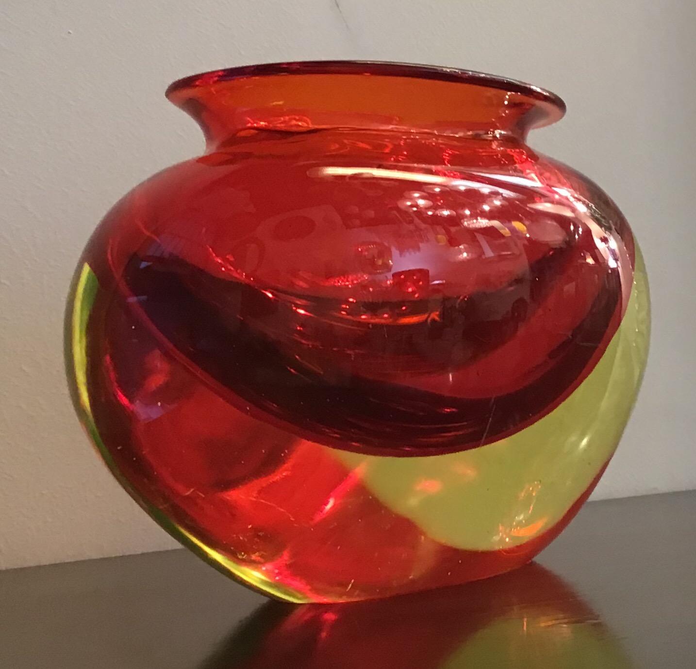 Flavio Poli Vase Murano Glass Red Orange, 1950 2