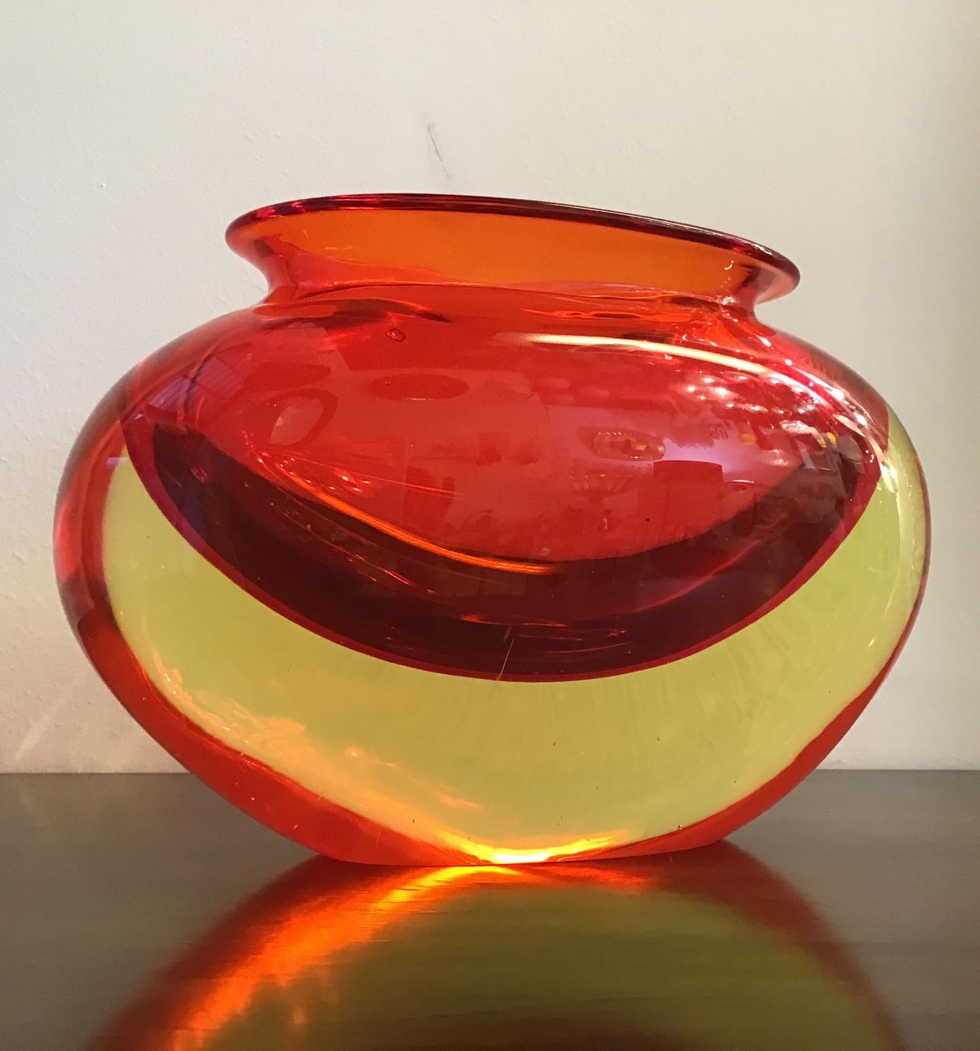 Flavio Poli Vase Murano Glass Red Orange, 1950 3