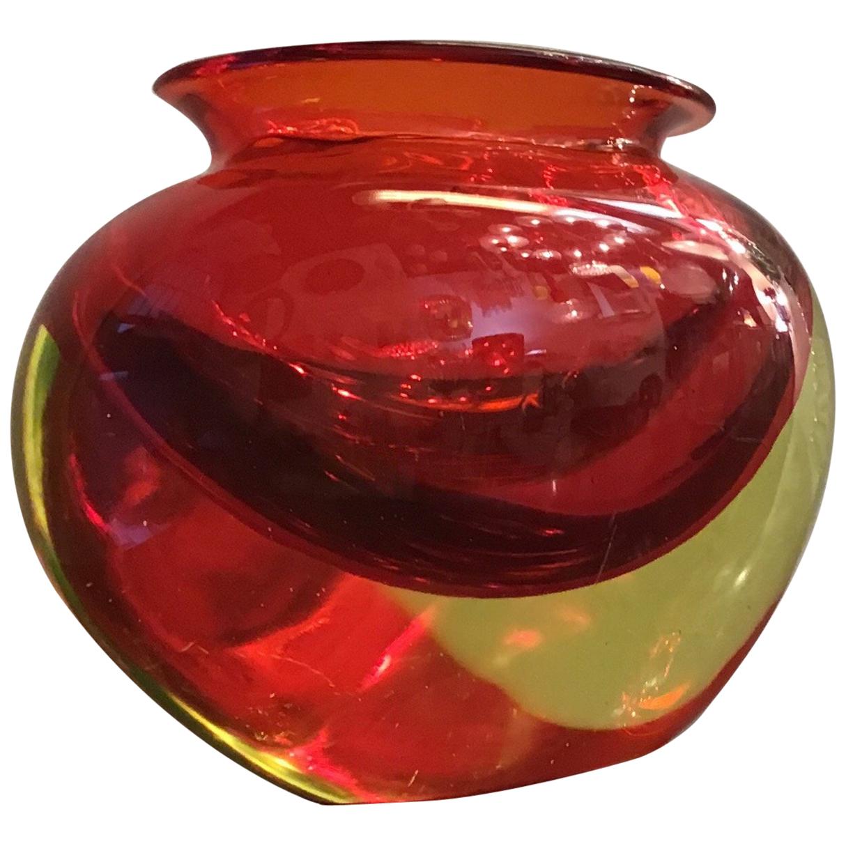 Flavio Poli Vase Murano Glass Red Orange, 1950