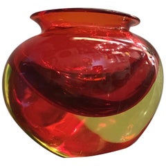 Flavio Poli Vase Murano Glass Red Orange, 1950