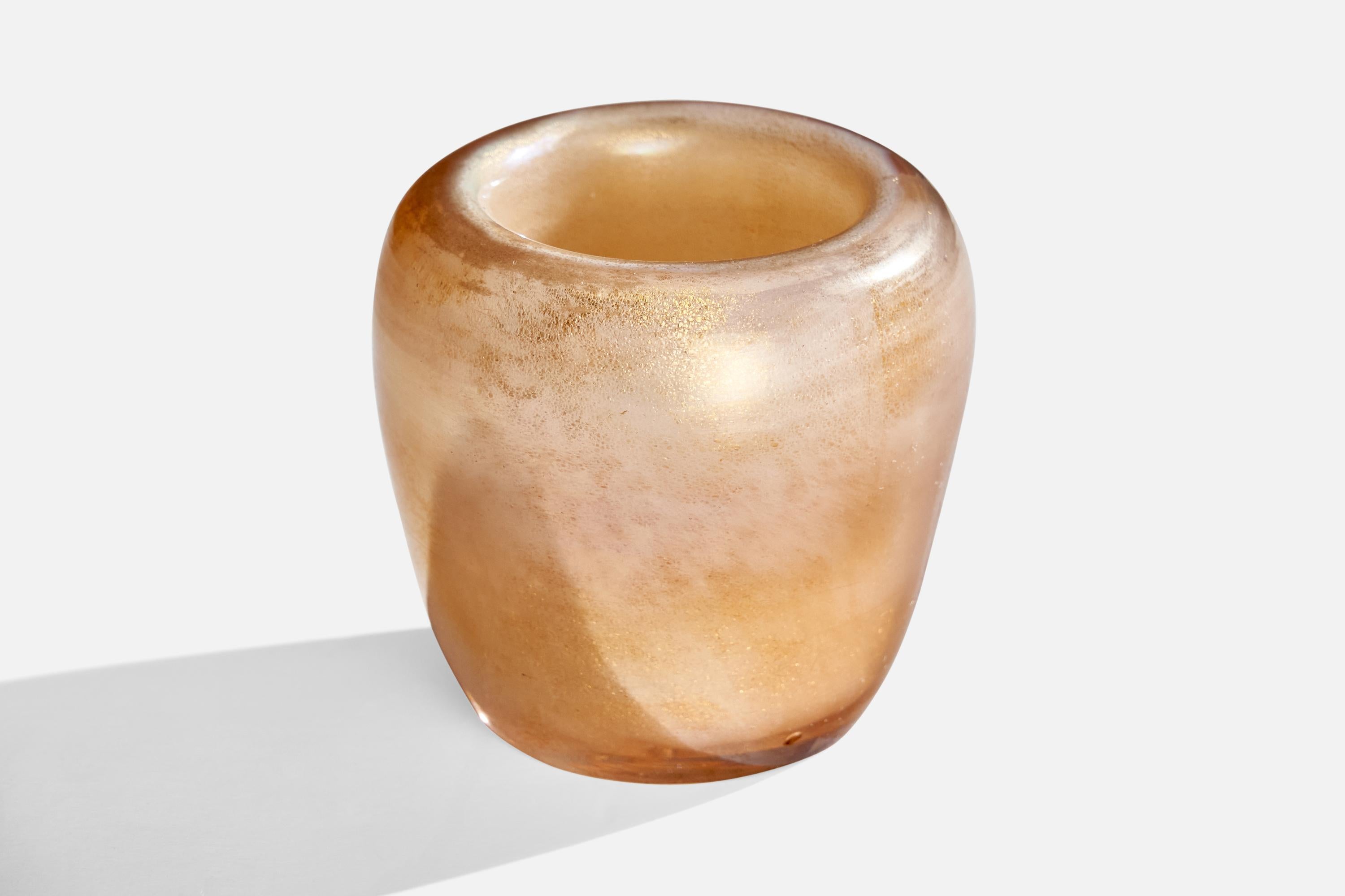 A Murano glass and gold-leaf vase designed and produced by Flavio Poli, Italy, c. 1930s.

