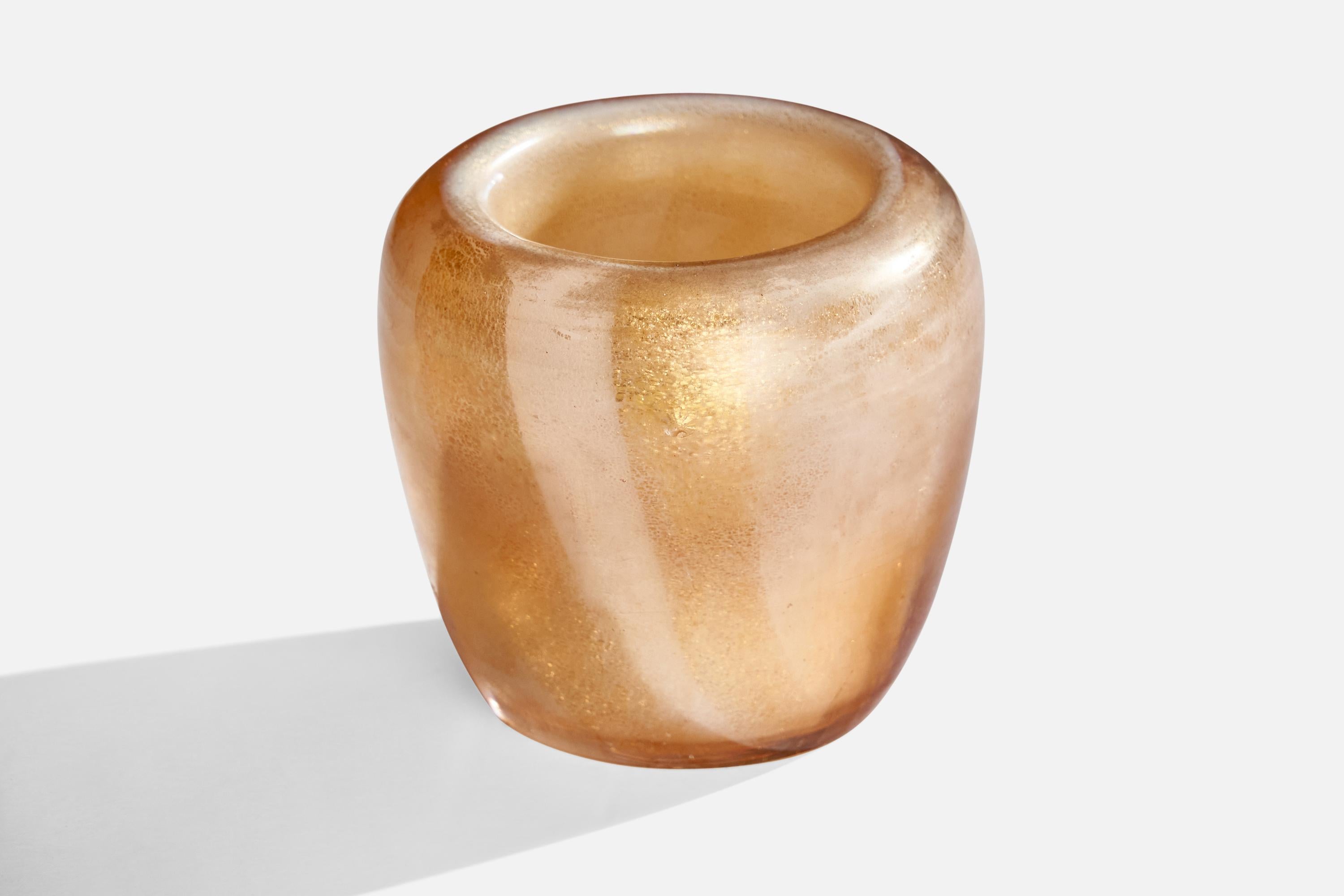 Flavio Poli, Vase, Vase, Glass, Gold Leaf, Italy, 1930s In Good Condition For Sale In High Point, NC