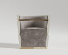 Flavius Dining Chair Shagreen Leather And Polished Bronze by Palena Furniture