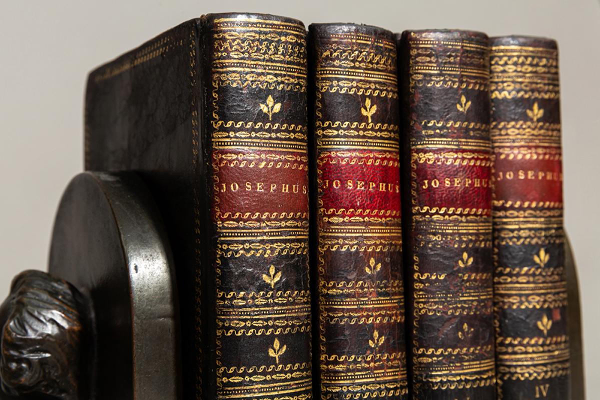 4 volumes (Judaica) 

Bound in full tan calf, gilt on spines and covers,
Red labels, illustrated with maps and copperplates. (Some foxing).  

Published: New York: T.Simpson & Co. 1809. A nice early American Binding.
  
